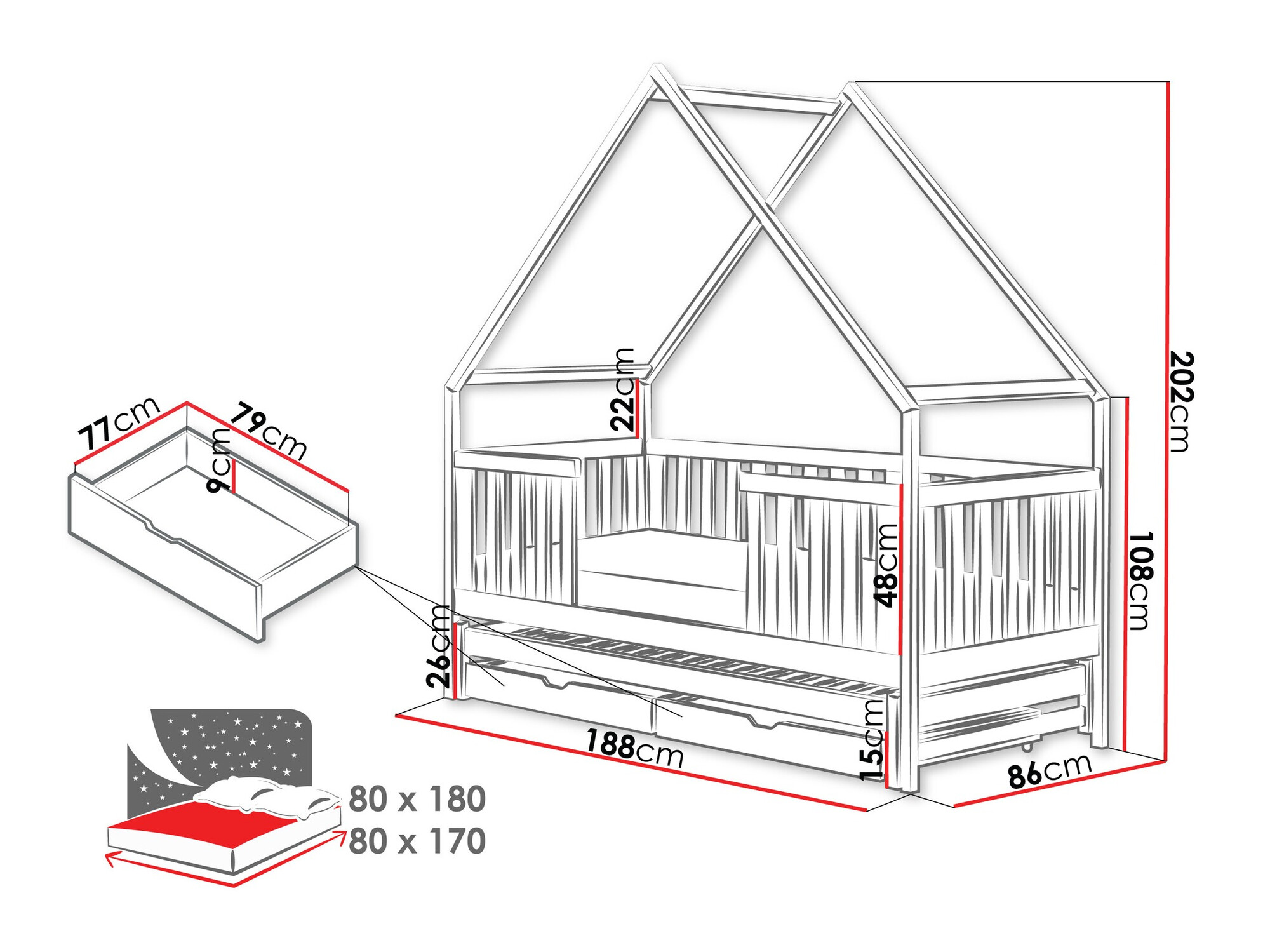 Кровать Vista 115 (Сосна)