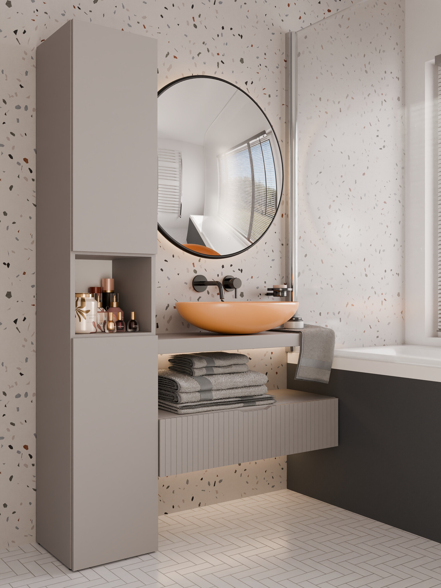 Stāvošs vannas skapītis Nolmaru 106 (Pelēks)