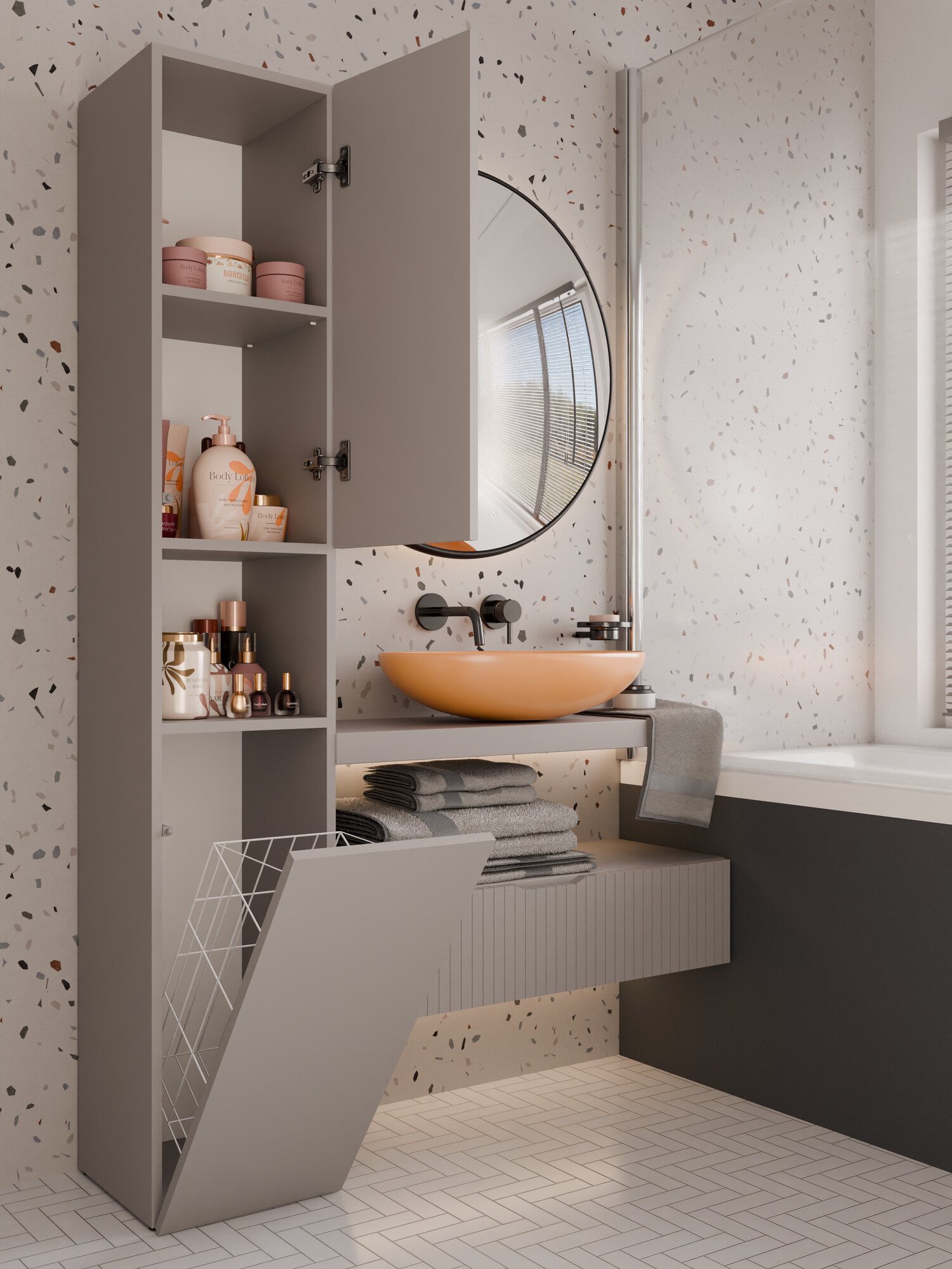 Stāvošs vannas skapītis Nolmaru 106 (Pelēks)