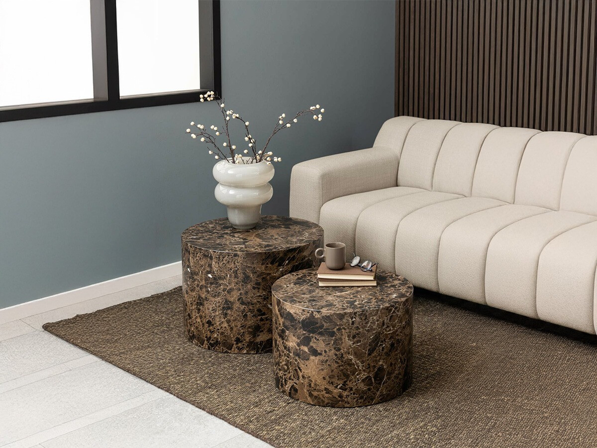 Žurnālu galdiņu komplekts Norsica 800 (Brūns marmors)