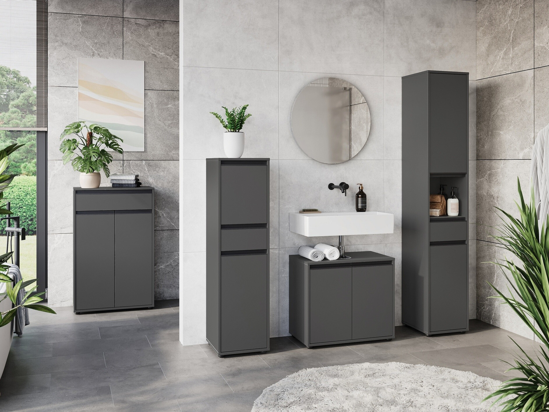 Hапольный шкафчик для ванной Tensona 100 (Графит)