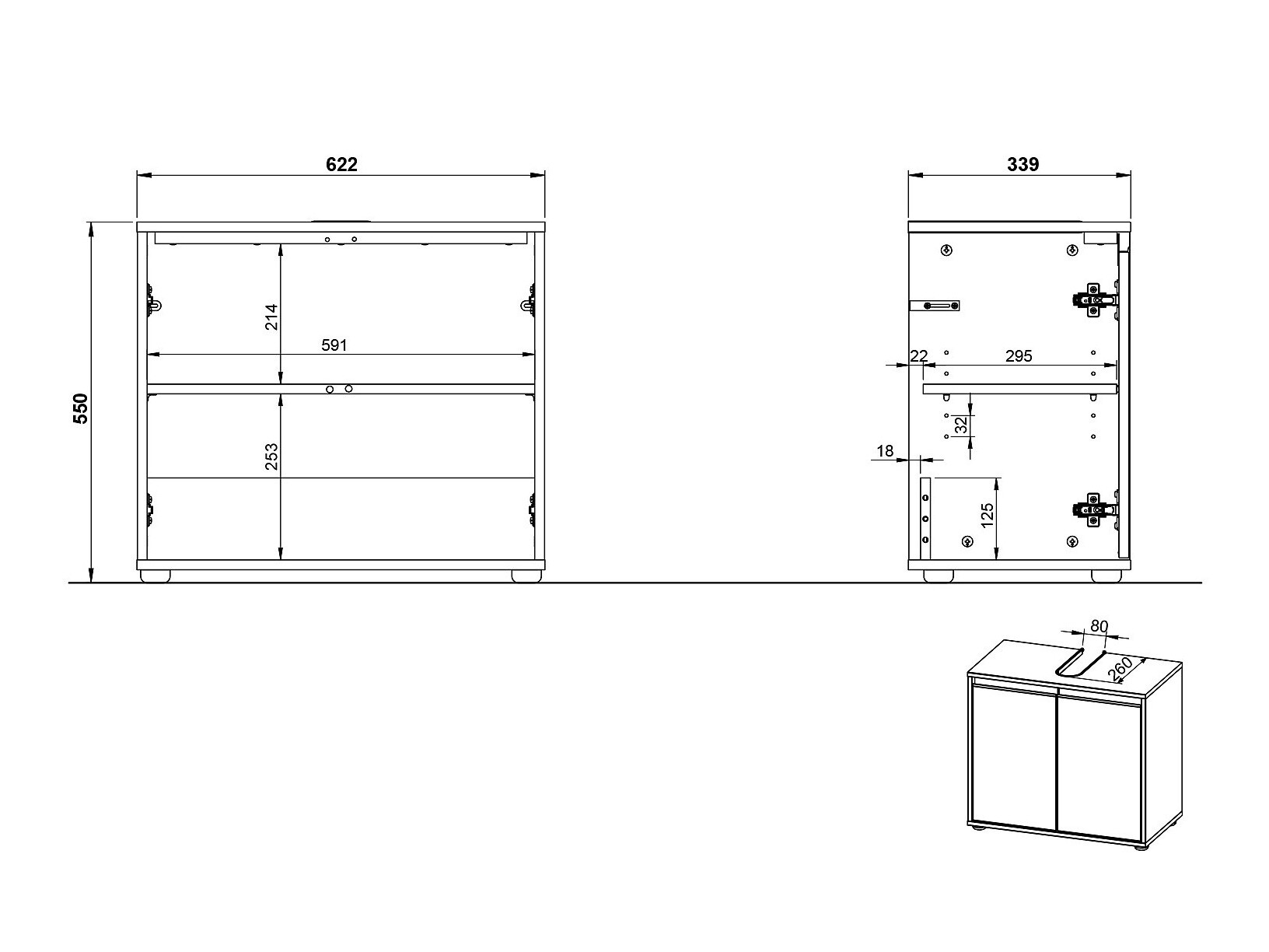 Hапольный шкафчик для ванной Tensona 100 (Светло-серый)