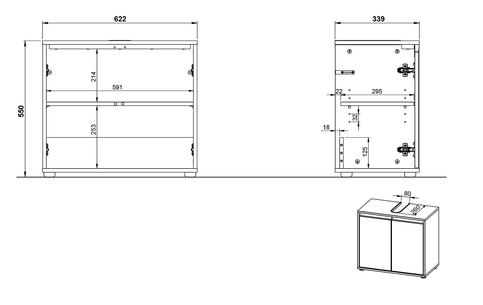 Stāvošs vannas istabas skapītis izlietnei Tensona 100 (Grafīts)