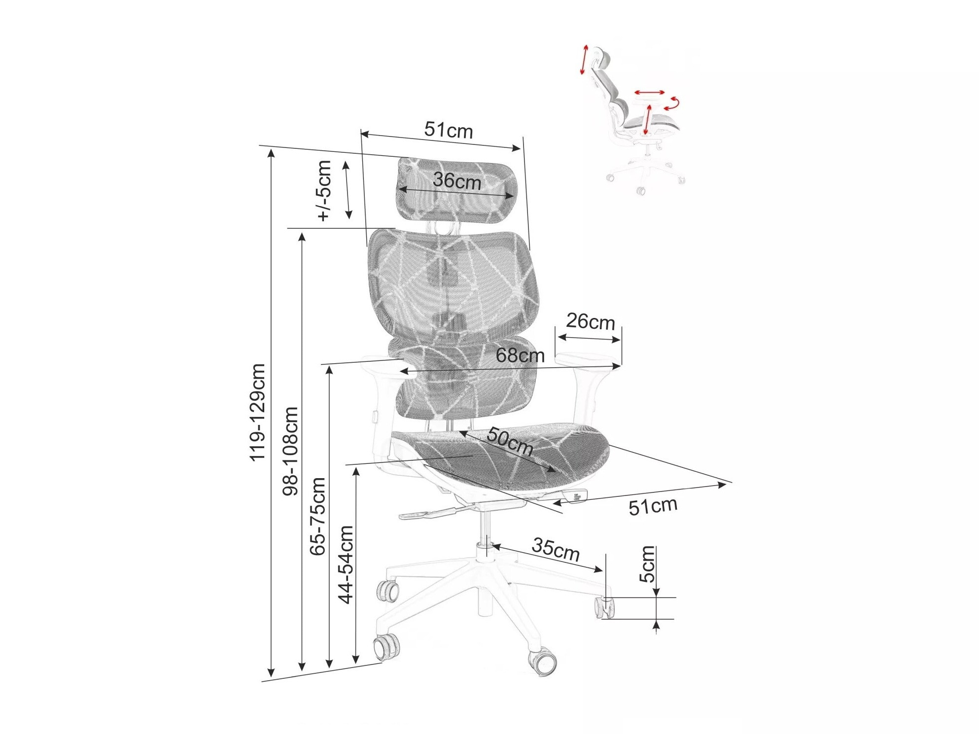 Biroja krēsls Detroit 514 (Melns)