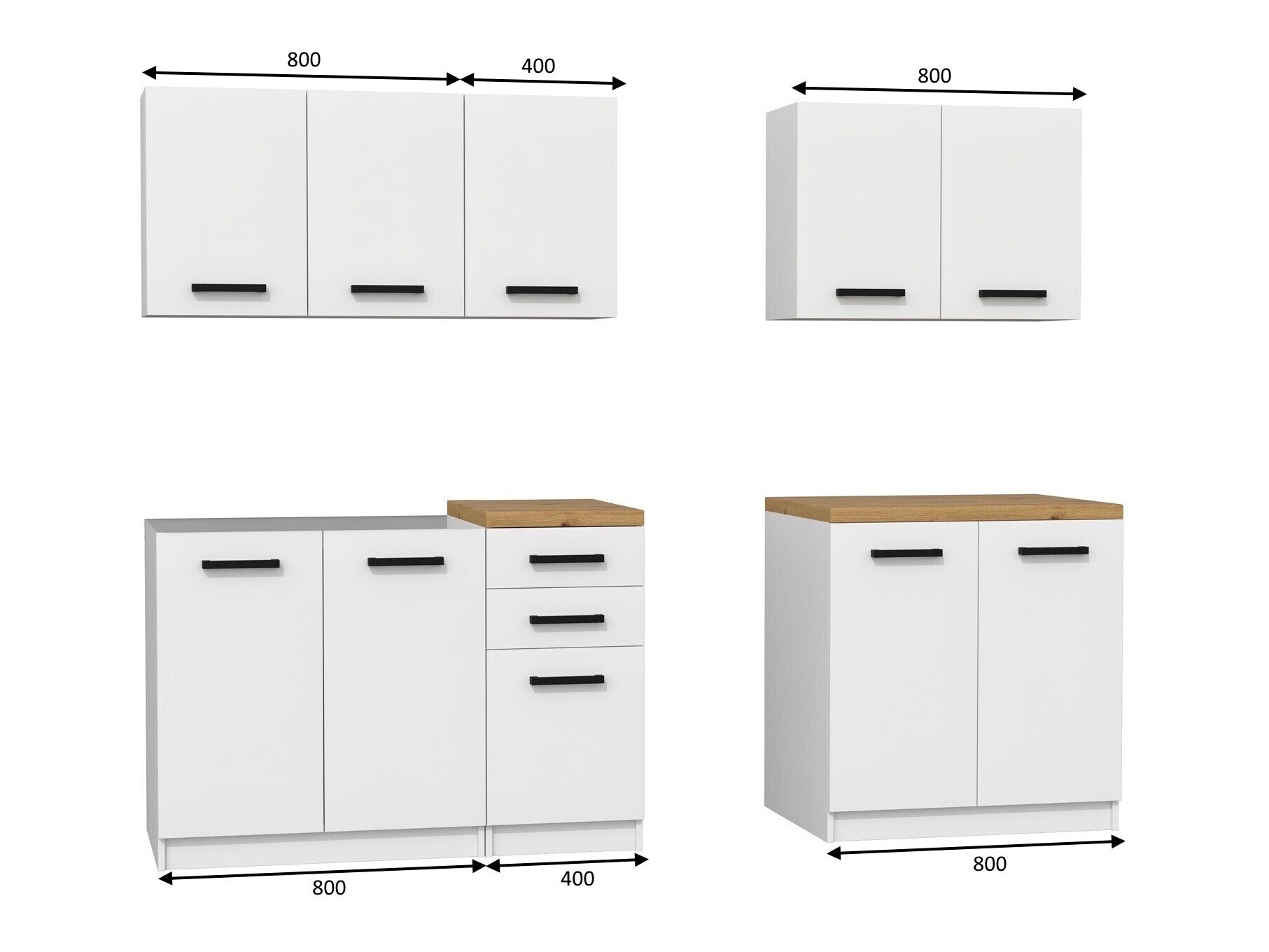 Virtuves komplekts Mandeville 240 (Matēts balts)