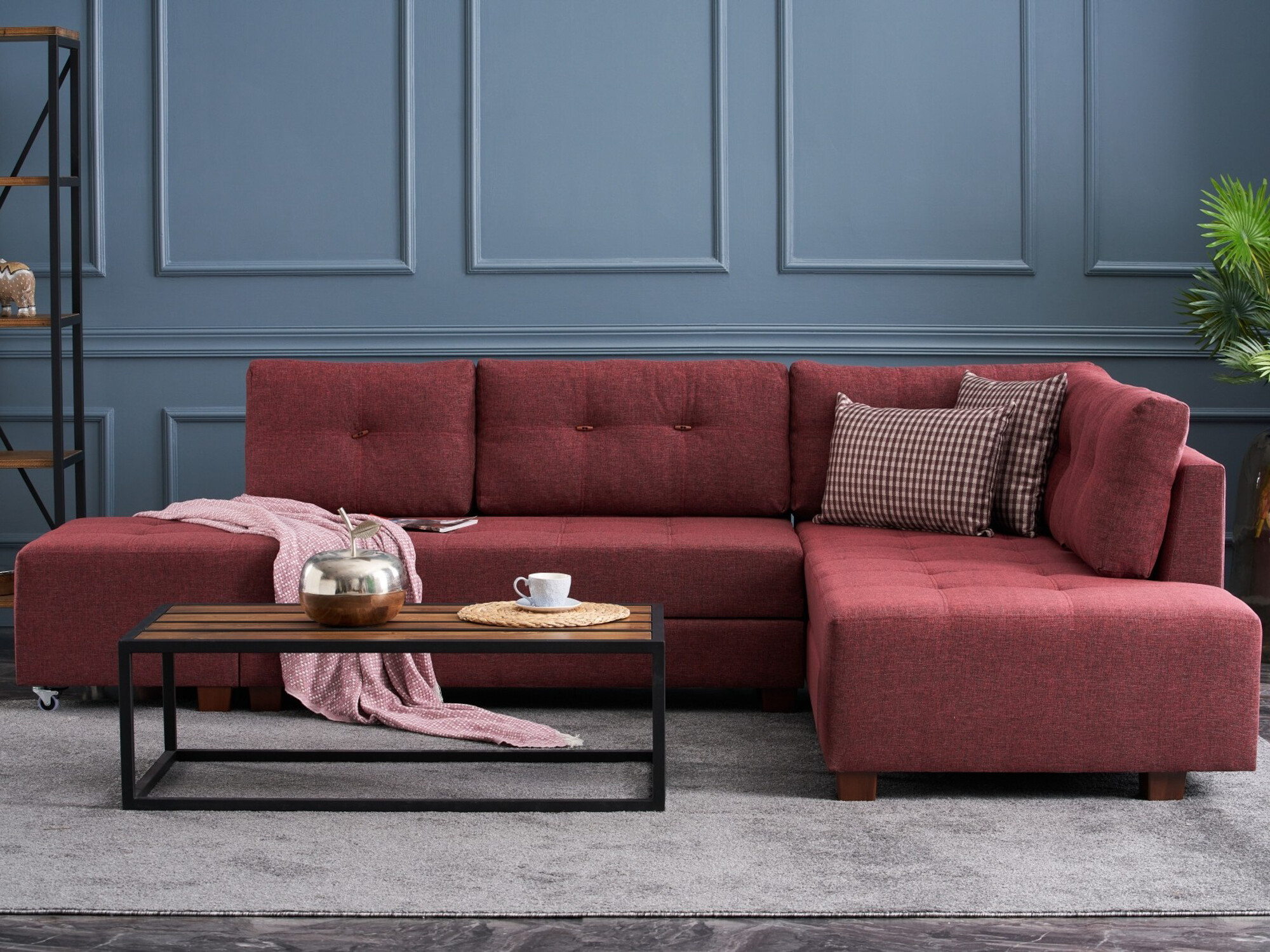 Stūra dīvāns Altadena 296 (Bordo)