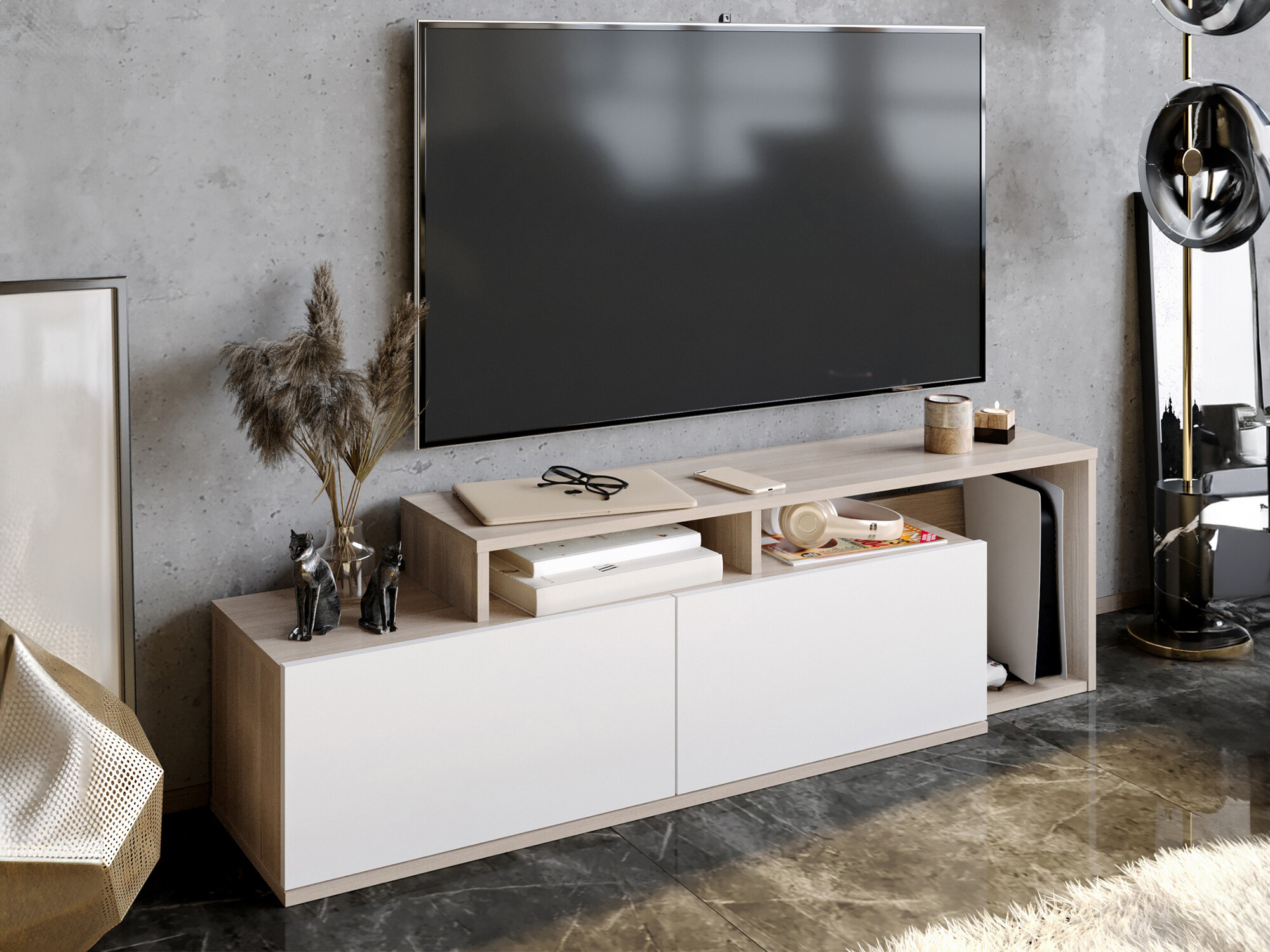 TV galds Kailua 1319 (Balts + Riekstkoks)