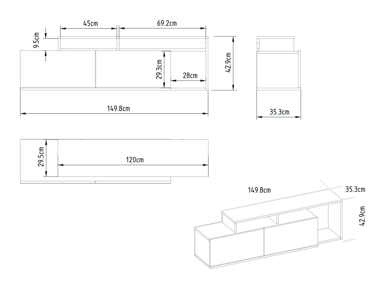 ТВ тумба Kailua 1319 (Чёрный + Грецкий орех)