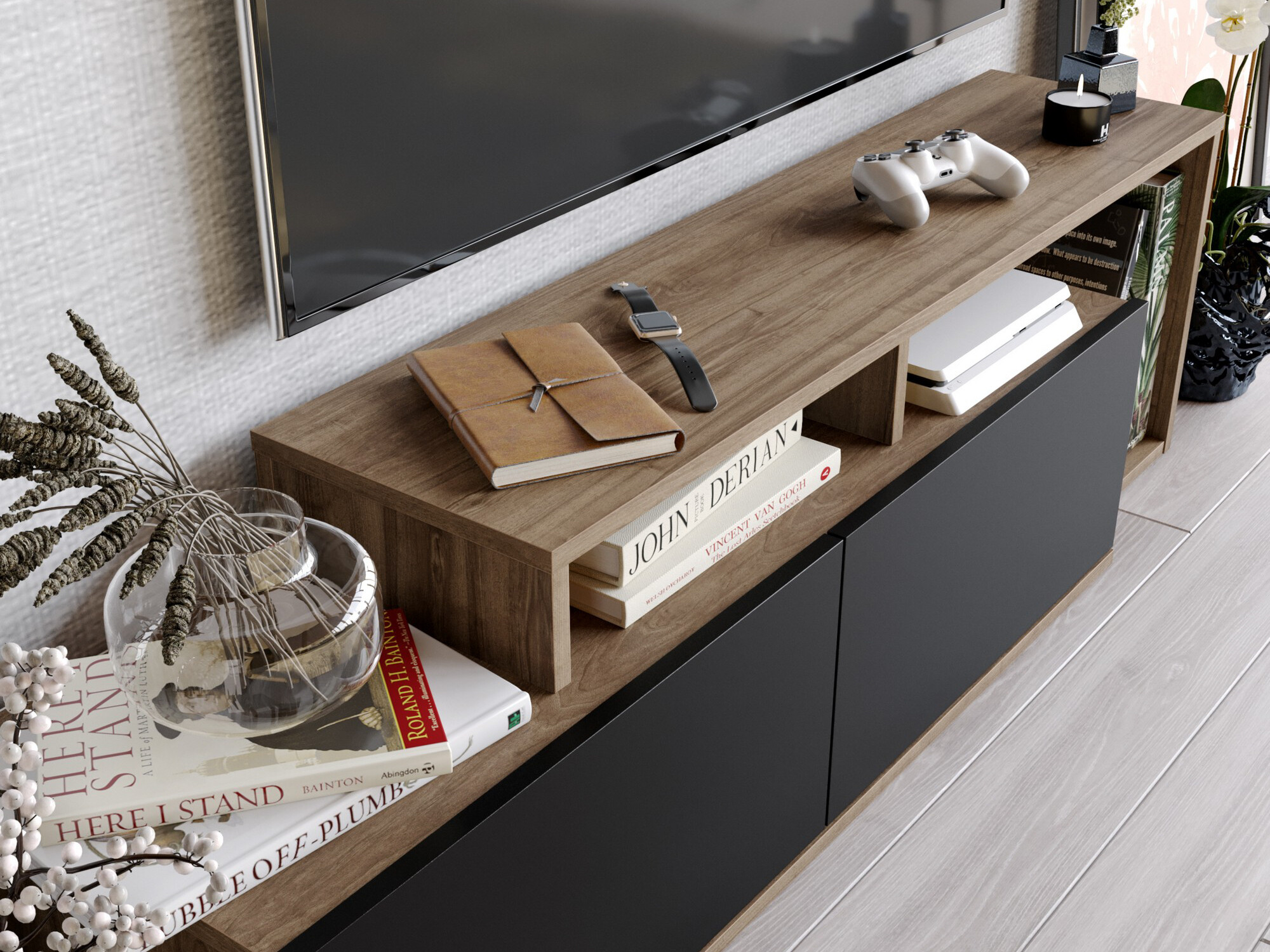 ТВ тумба Kailua 1319 (Грецкий орех + Чёрный)