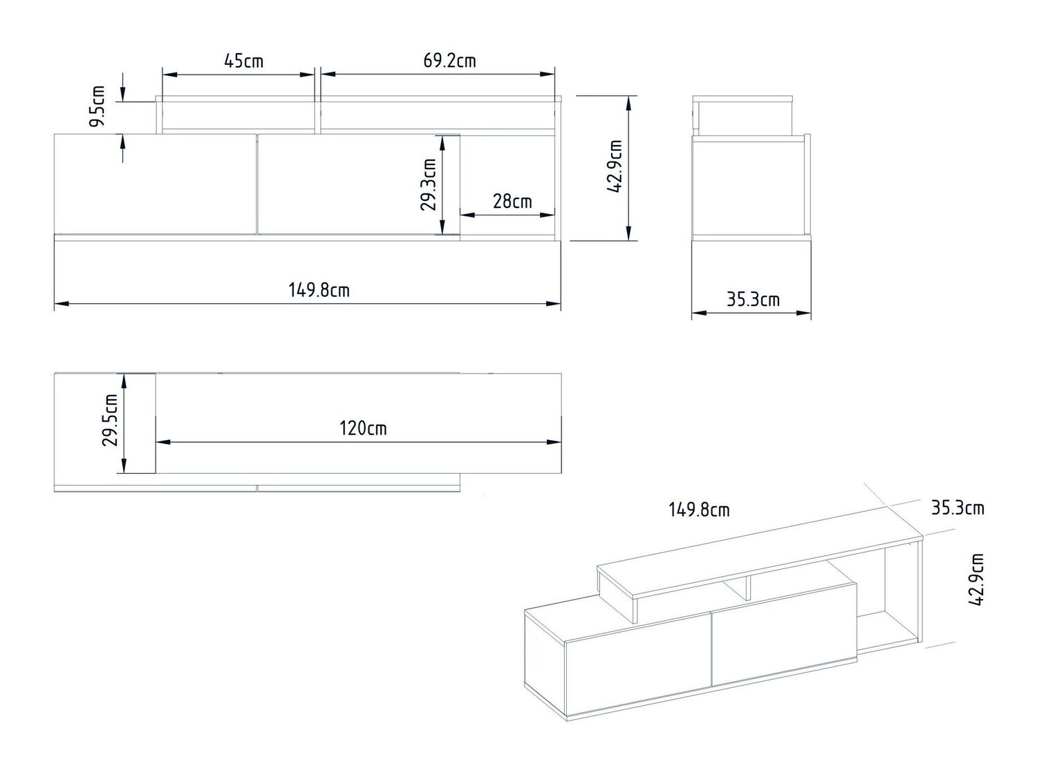 ТВ тумба Kailua 1319 (Грецкий орех + Чёрный)