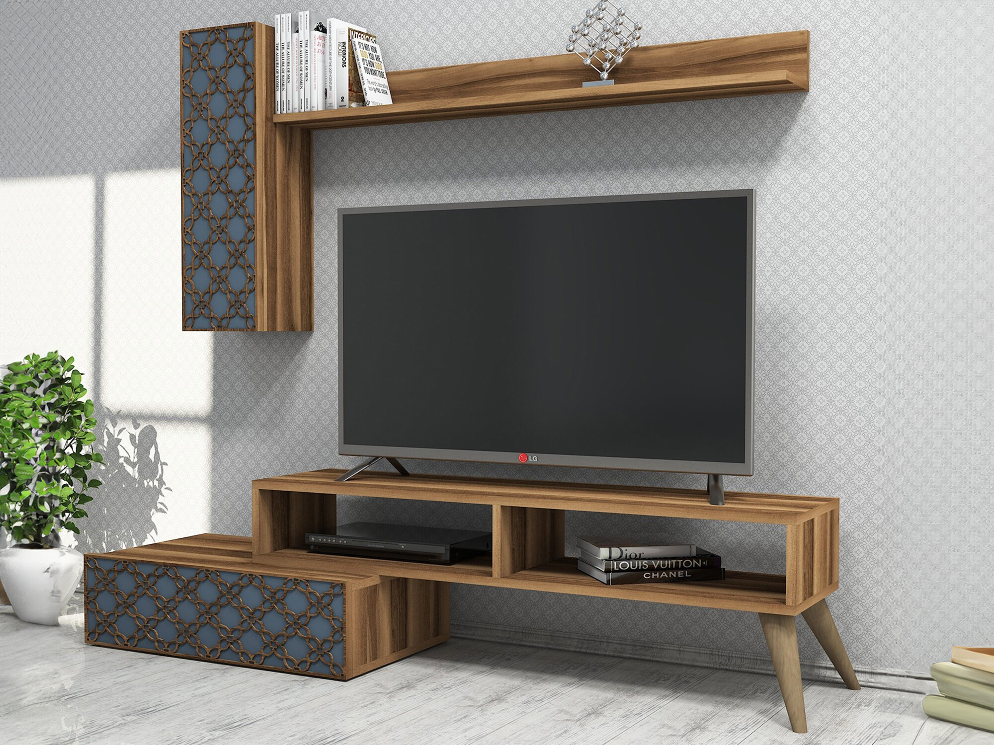 Viesistabas komplekts Kailua 1561 (Rieksts + Zils)