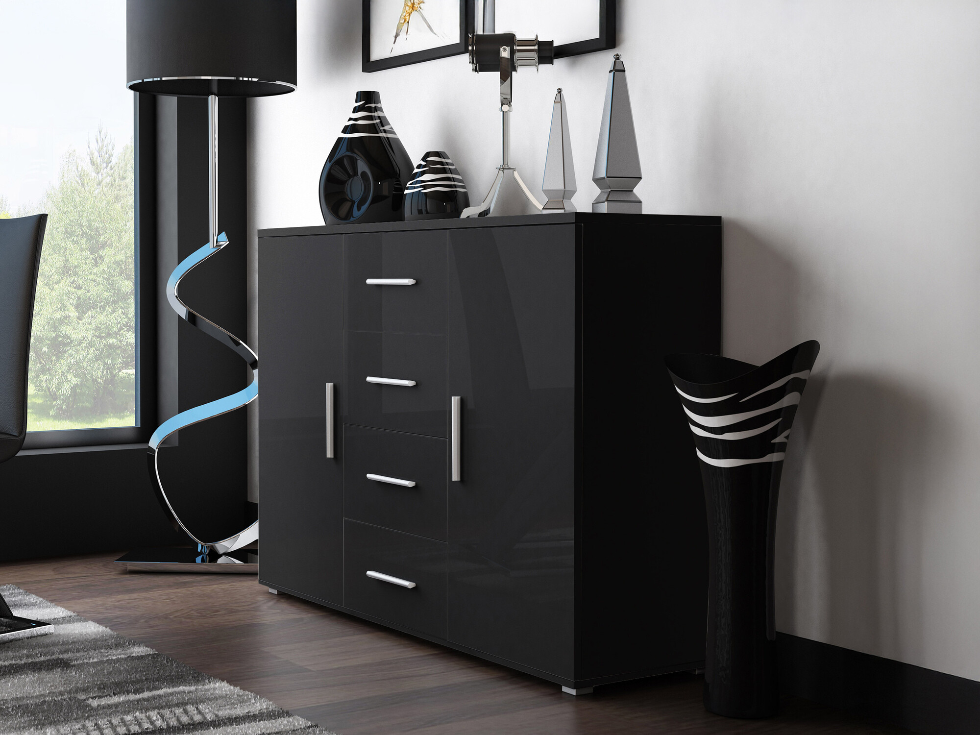 Kumode Charlotte 118 (Melns + Glancēts melns)