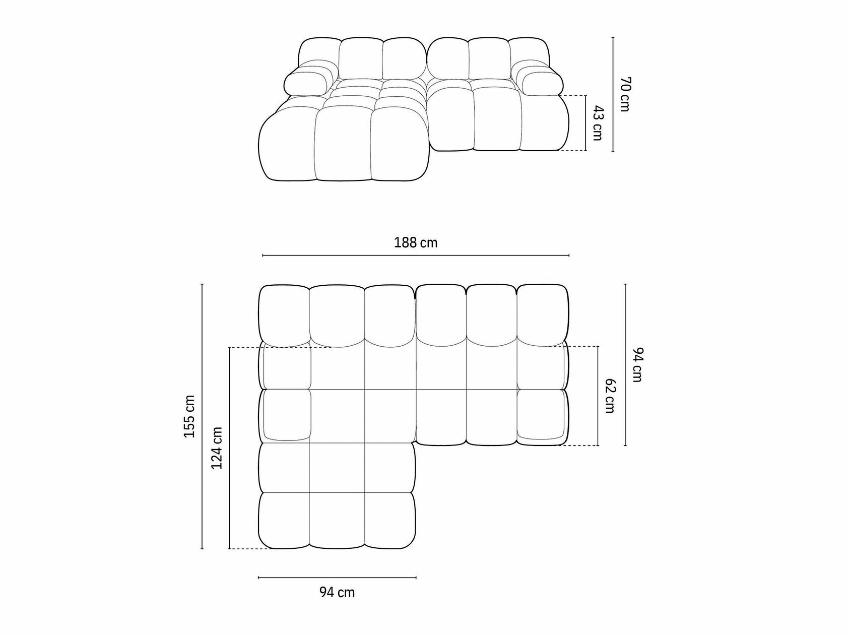 Moduļu stūra dīvāns Caltenu 105 (Riviera 63)