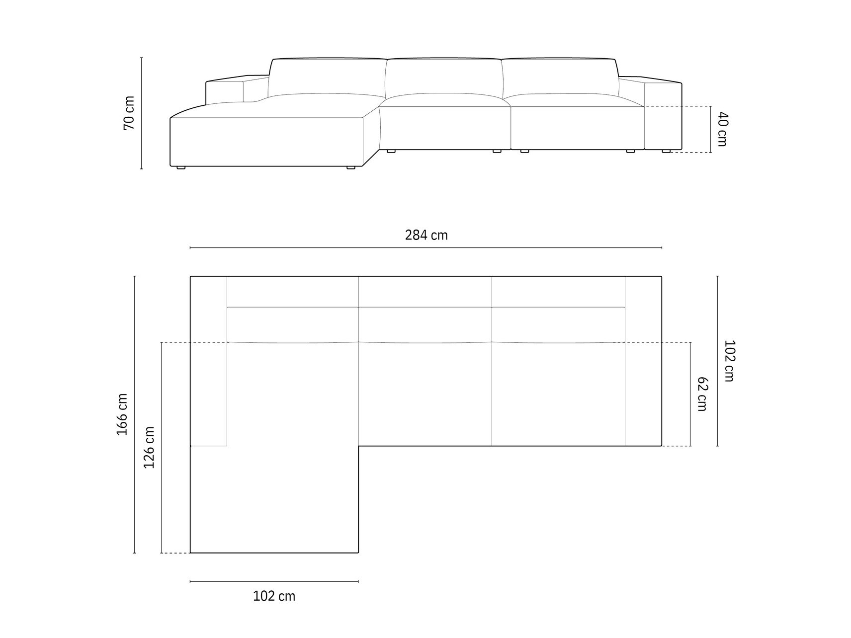 Stūra dīvāns Lomcalu 102 (Bluvel 77)