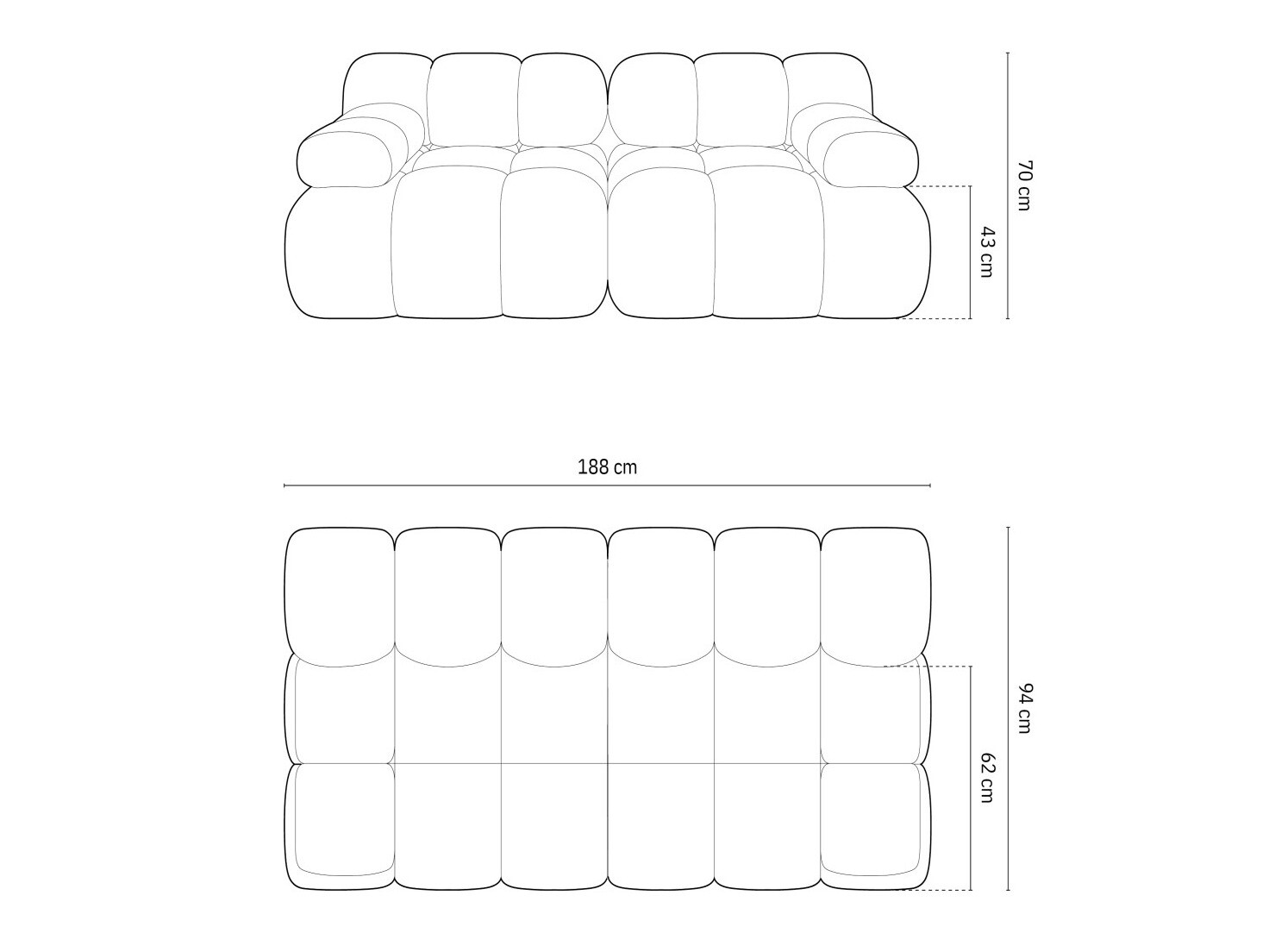 Moduļu dīvāns Caltenu 100 (Sonic 77)