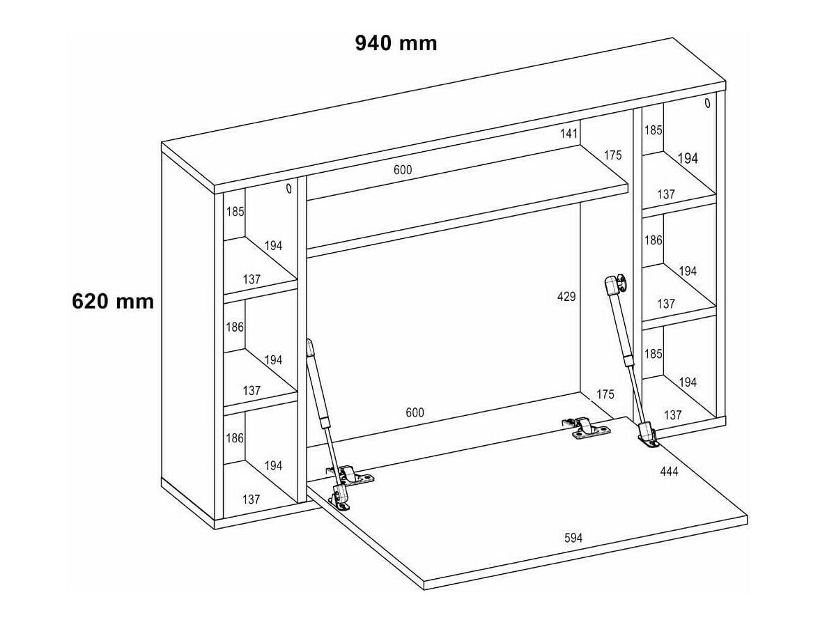 Rakstāmgalds Buffalo 129 (Sonomas ozols + Glancēts balts)