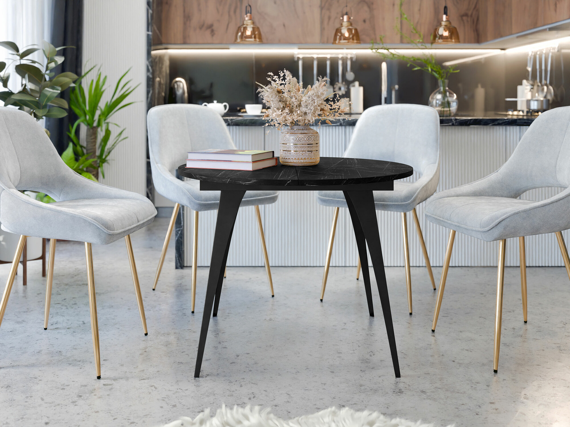 Cтол Oswego 132 (Черный мрамор)