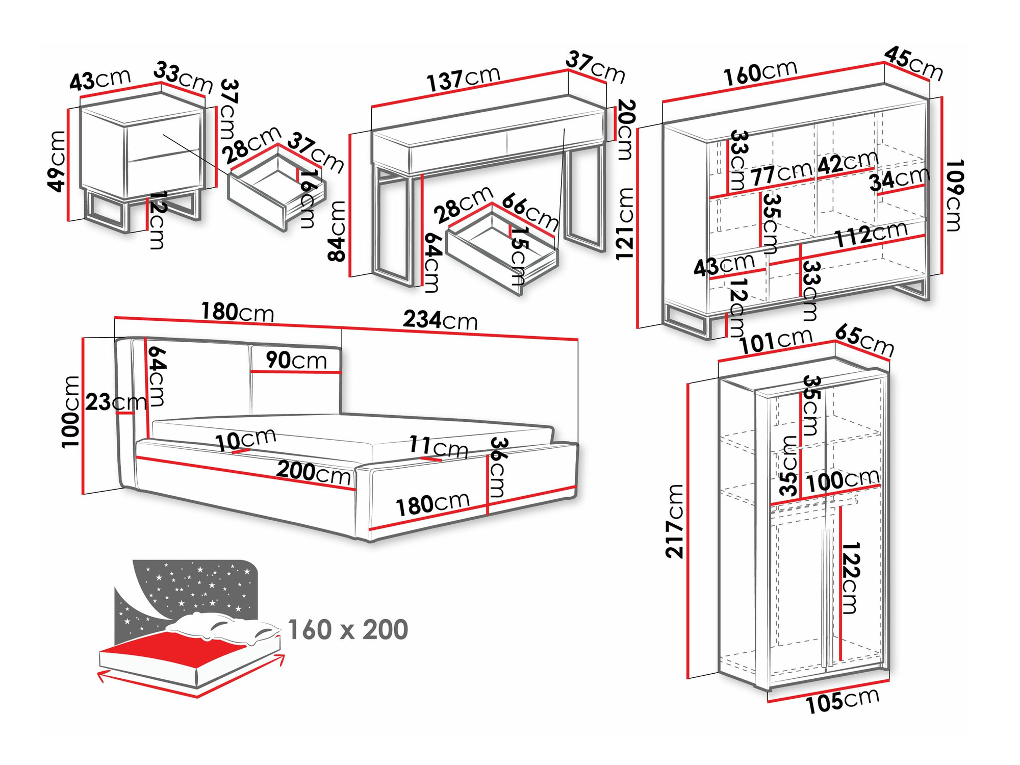 Спальный гарнитур Calcalo 110 (Бежевый)