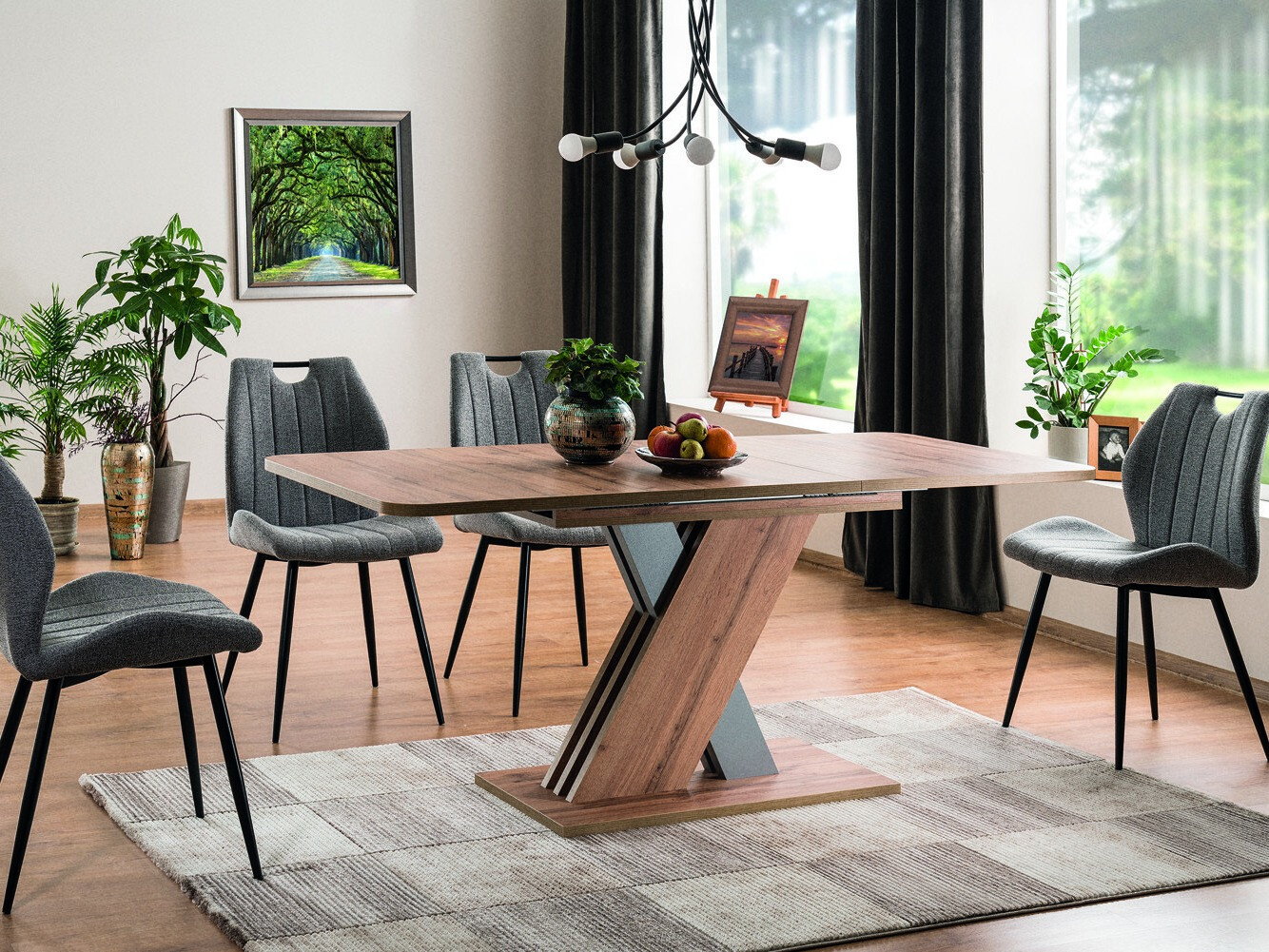 Cтол Detroit 568 (Дуб вотан + Серый)