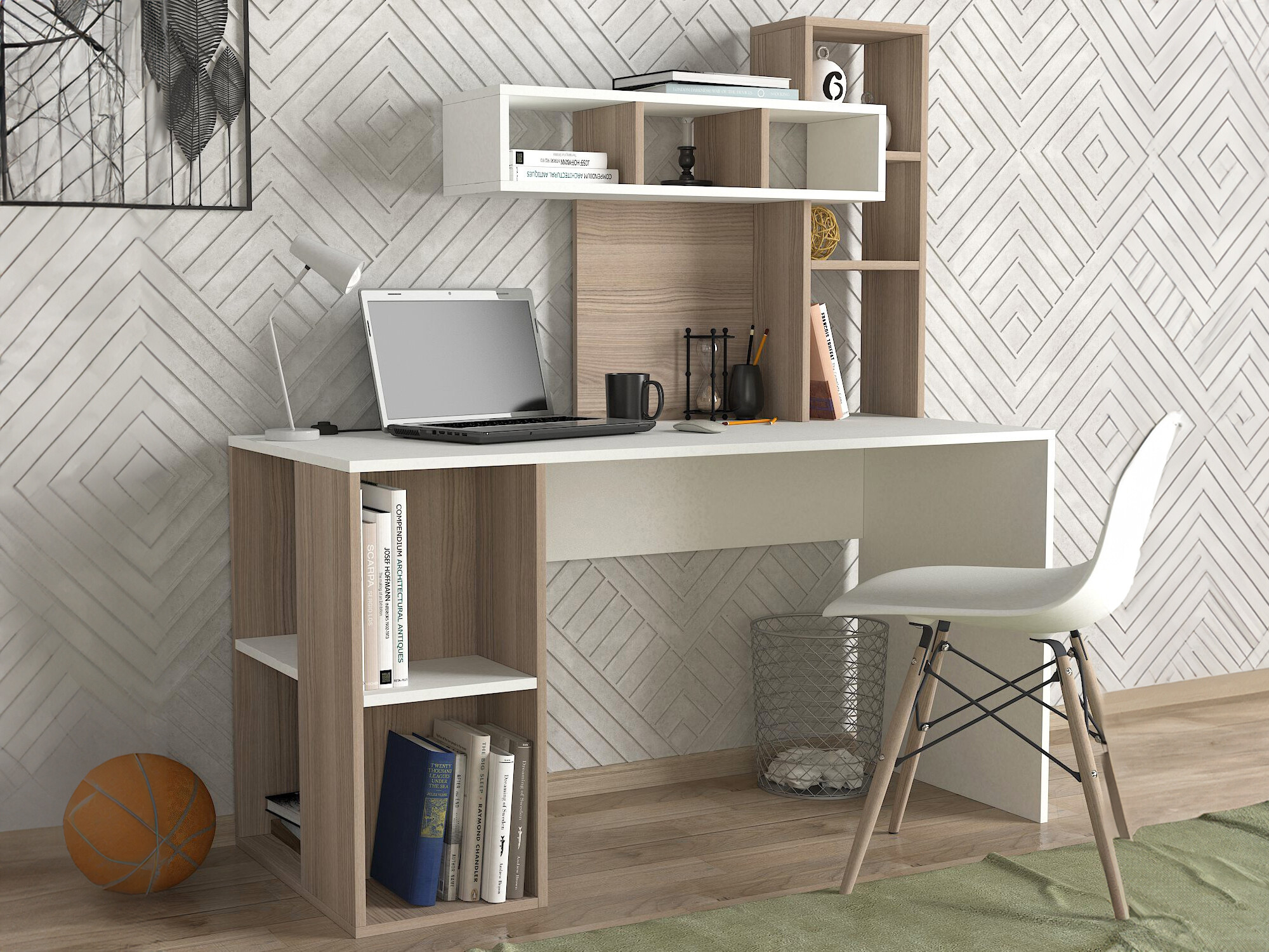 Rakstāmgalds Kailua 296 (Gaiši brūns + Balts)