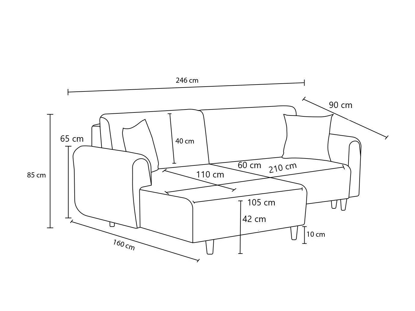 Stūra dīvāns Altadena 592 (Antracīts)