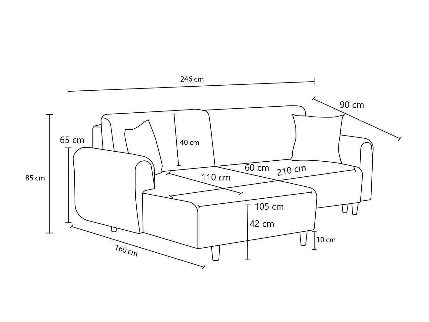Stūra dīvāns Altadena 592 (Antracīts)