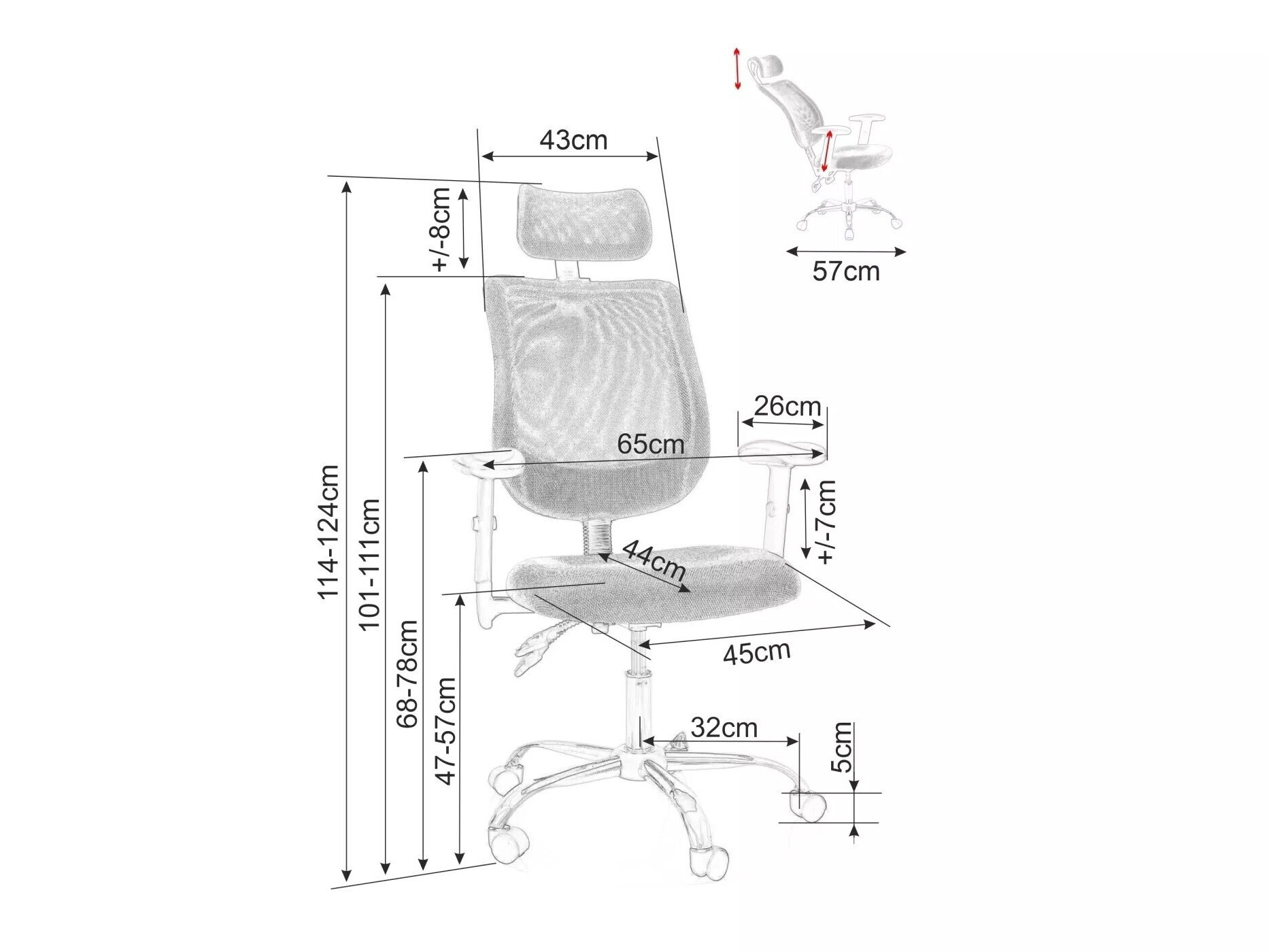 Biroja krēsls Detroit 581 (Melns)
