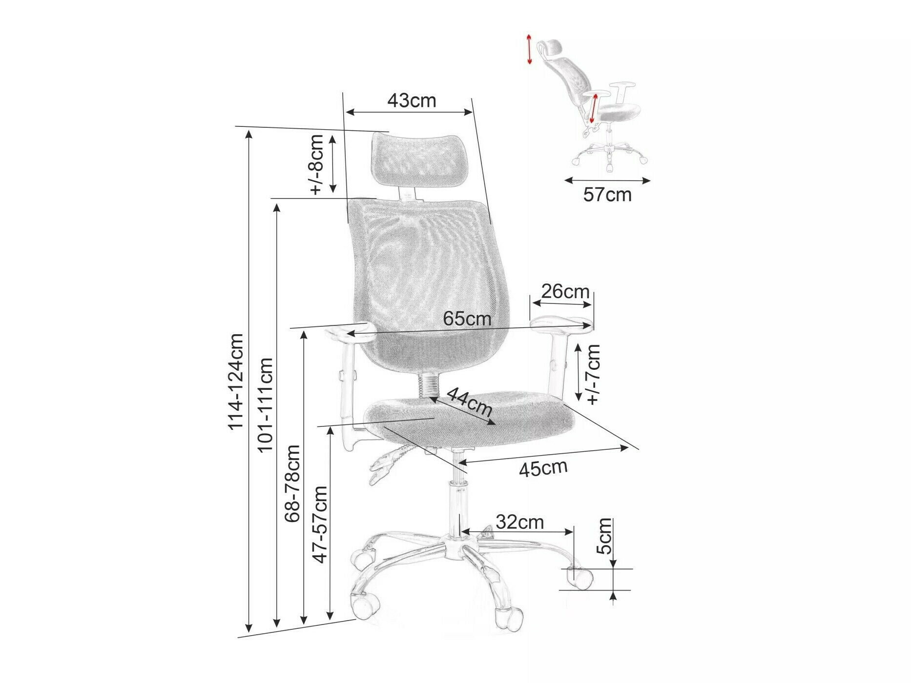 Biroja krēsls Detroit 581 (Pelēks)