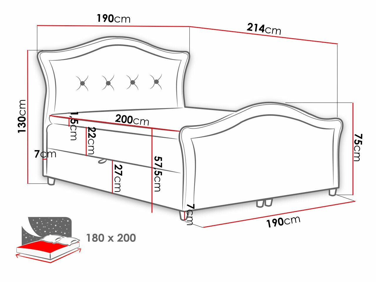 Kontinentālā gulta Baltimore 136 (Magic Velvet 2260)