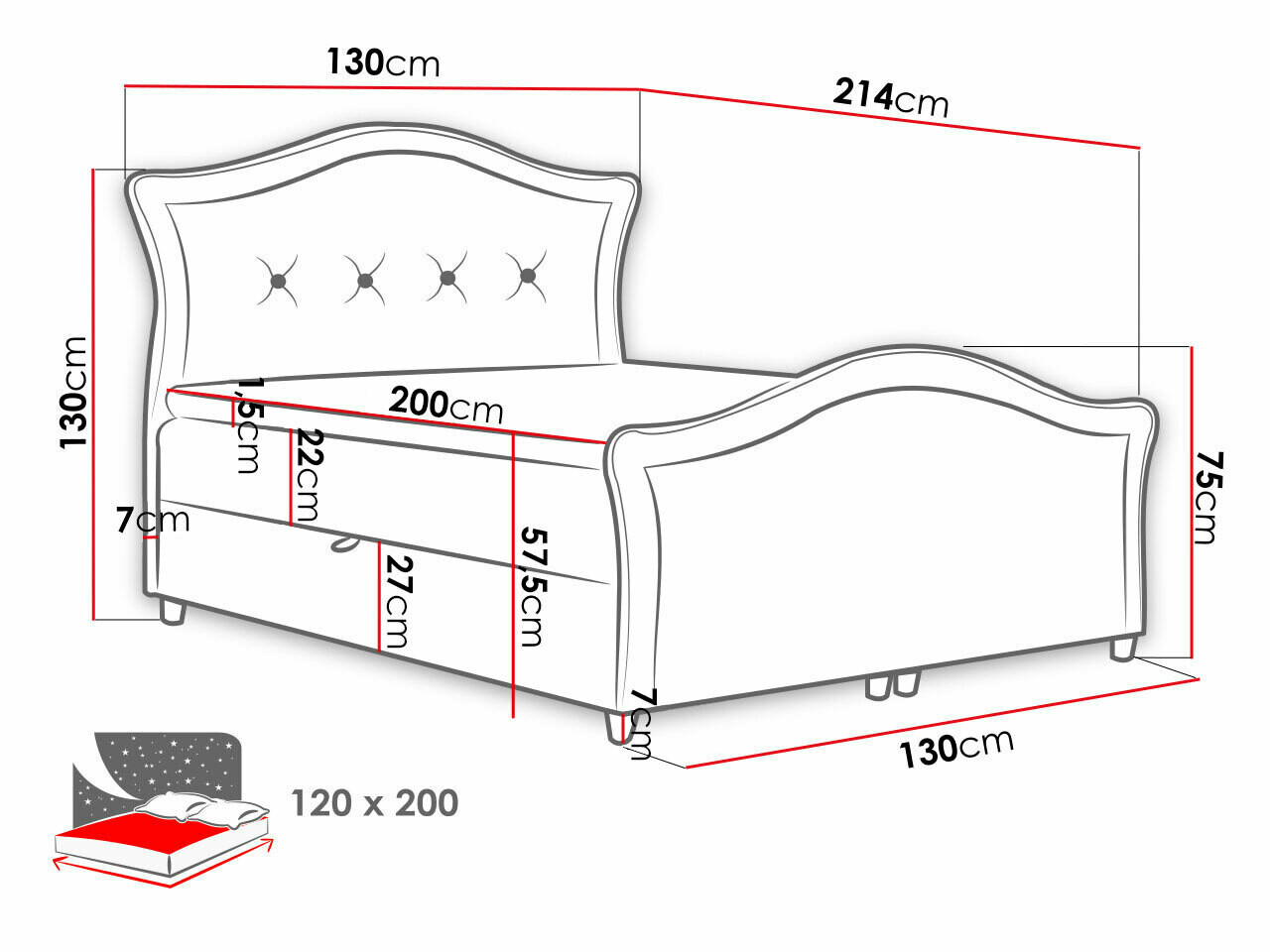 Континентальная кровать Baltimore 136 (Velluto 17)