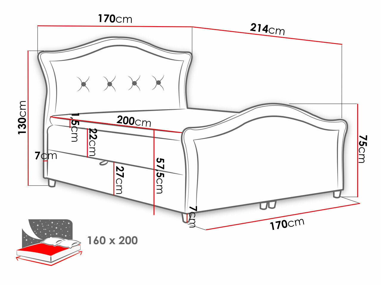 Континентальная кровать Baltimore 136 (Velluto 17)