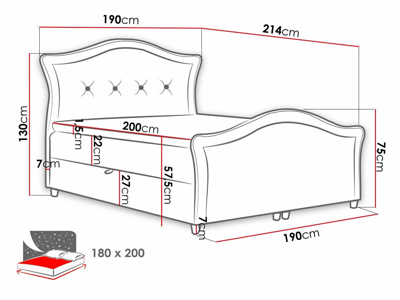 Континентальная кровать Baltimore 136 (Velluto 17)