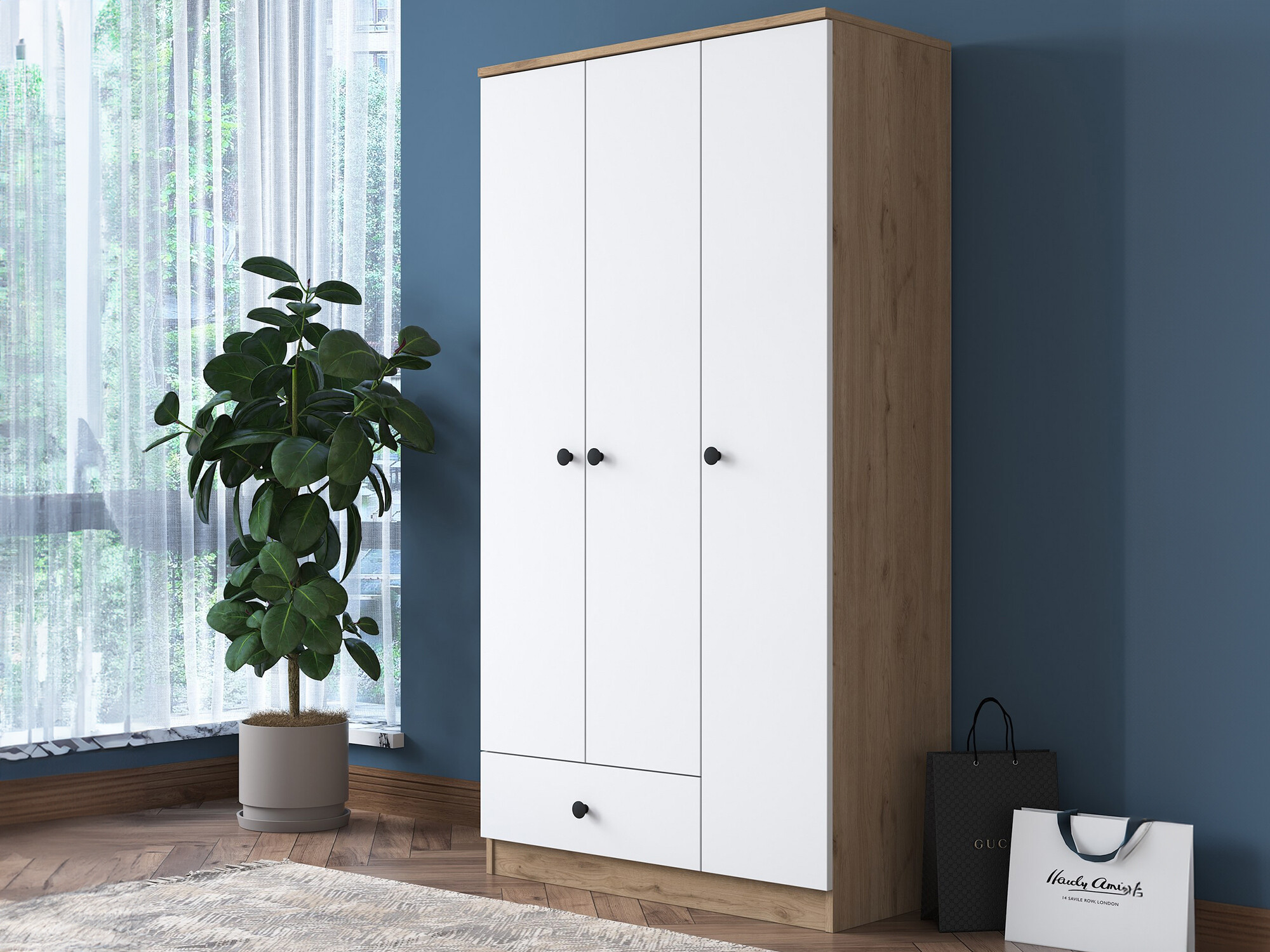 Шкаф Kailua 661 (Белый + Грецкий орех)