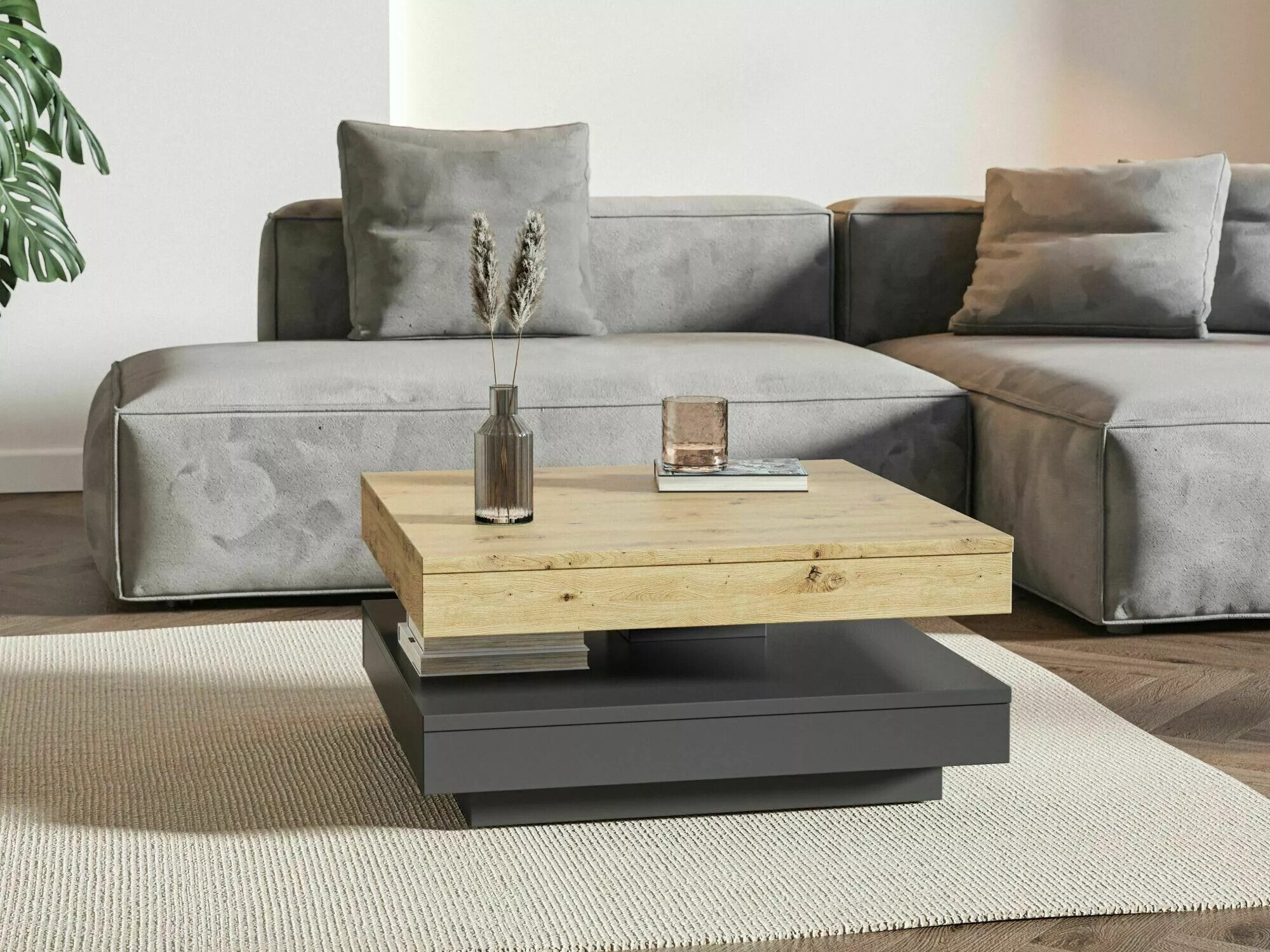 Журнальный столик - трансформер Detroit 579 (Artisan дуб + Антрацит)