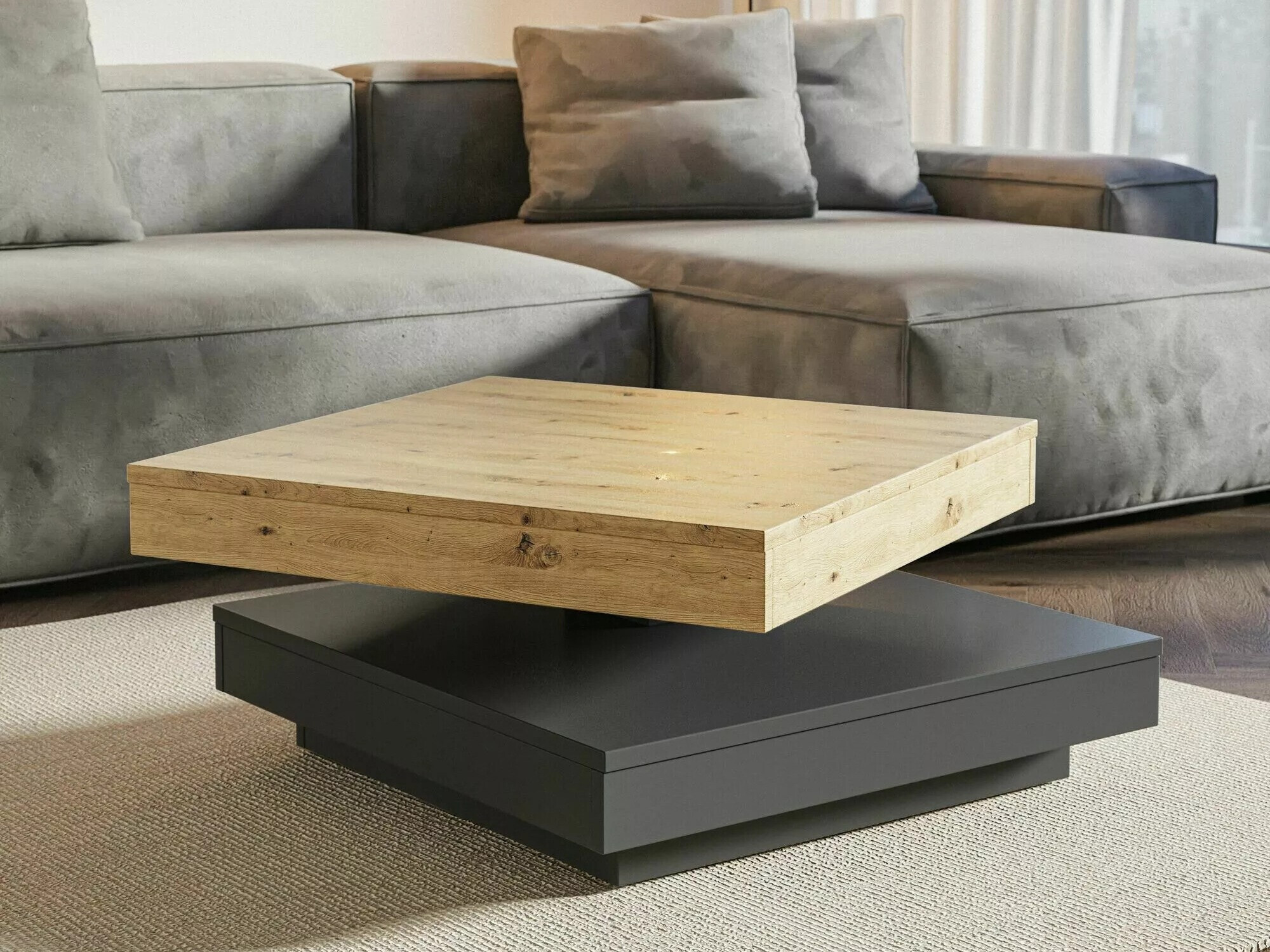 Журнальный столик - трансформер Detroit 579 (Artisan дуб + Антрацит)