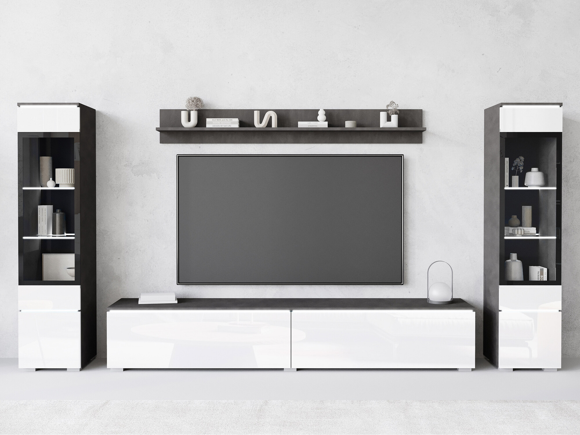 Набор для гостиной Sarasota 126 (Матера серый + Глянцевый белый)