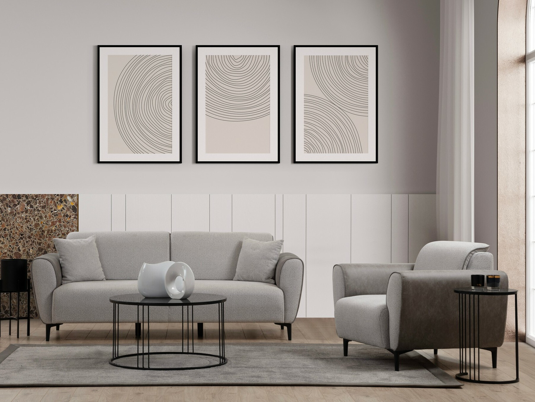 Dīvāns Altadena 593 (Pelēks)