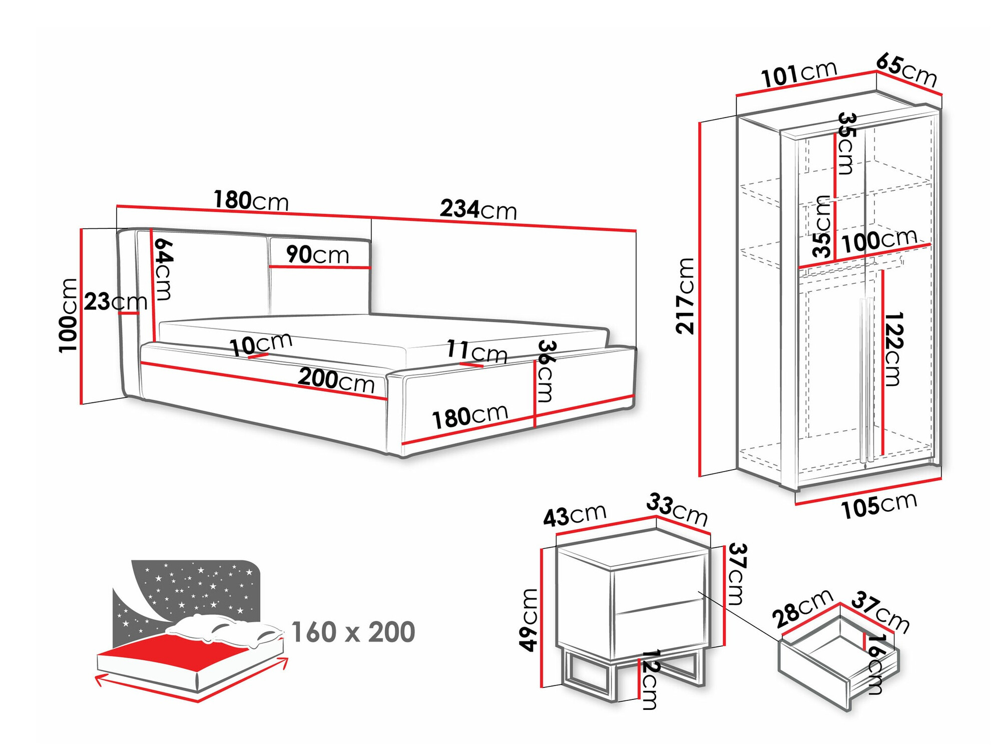 Guļamistabas komplekts Calcalo 111 (Bēšs)