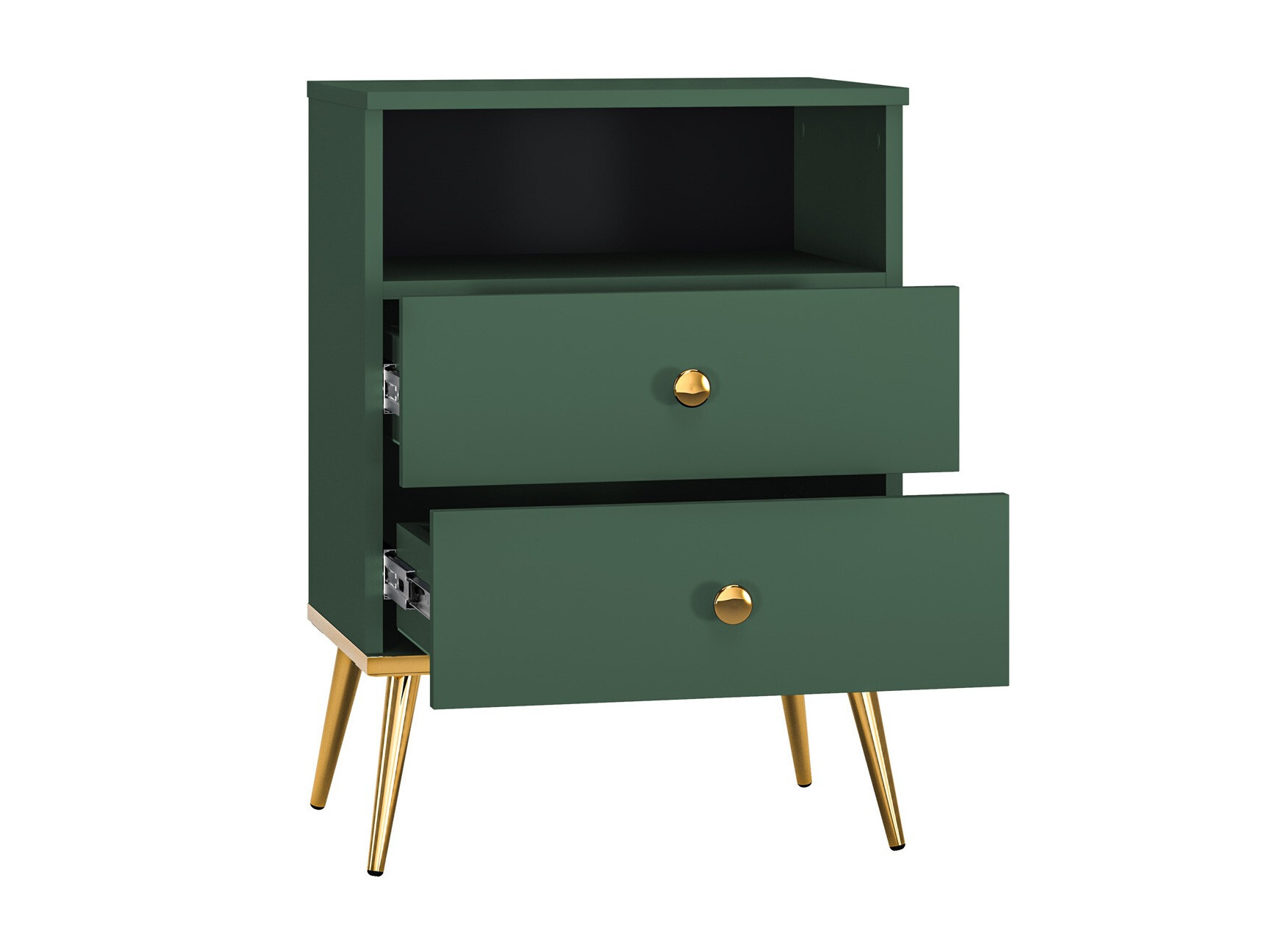 Прикроватная тумбочка Flonovu 111 (Темно-зеленый + Золотой)