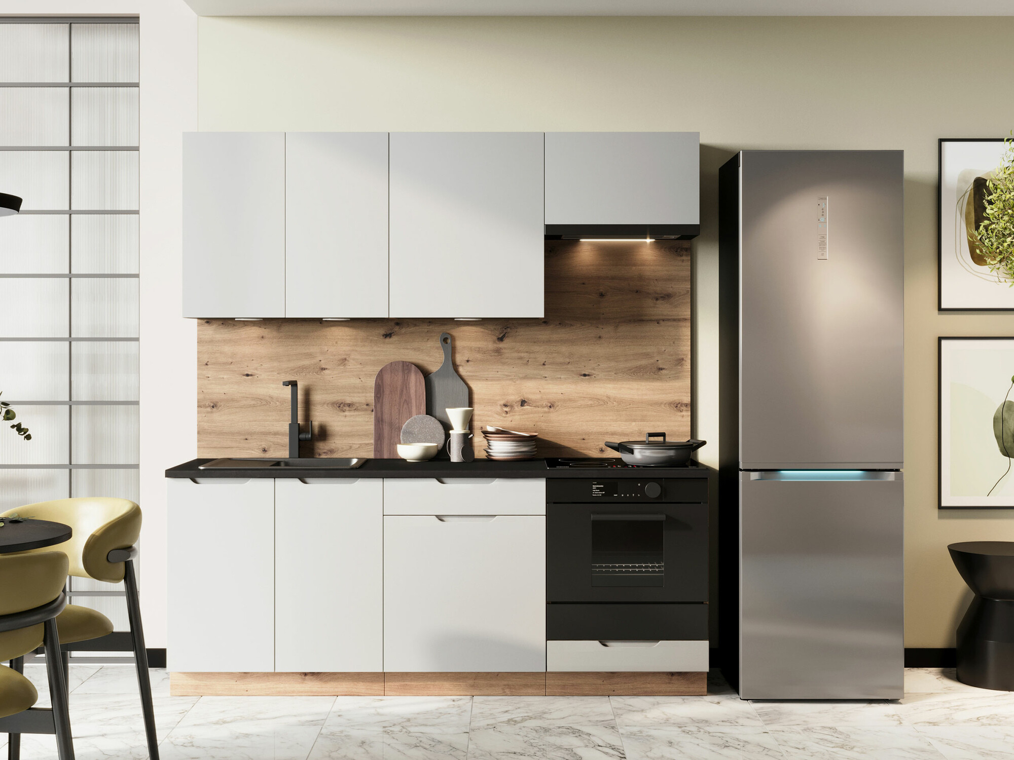 Кухонный гарнитур Trenton 180 (Светло-серый + Artisan дуб)