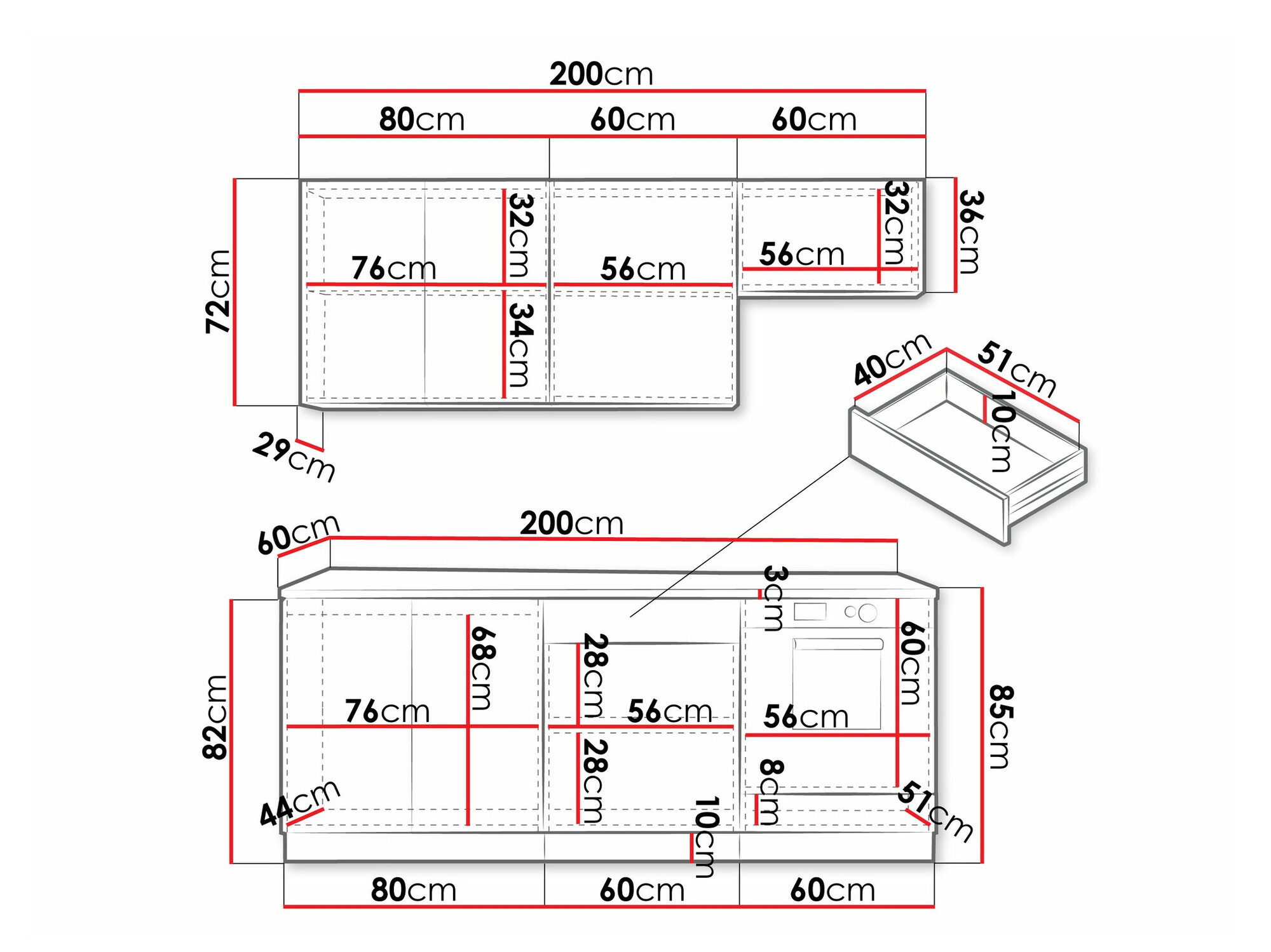 Кухонный гарнитур Trenton 180 (Светло-серый + Artisan дуб)