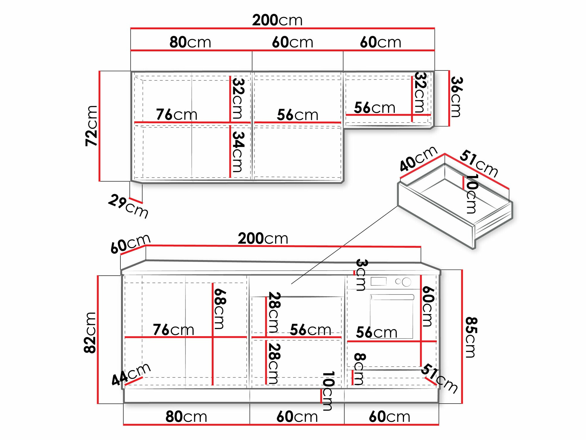 Virtuves komplekts Trenton 180 (Gaiši pelēks + Artisan ozols)