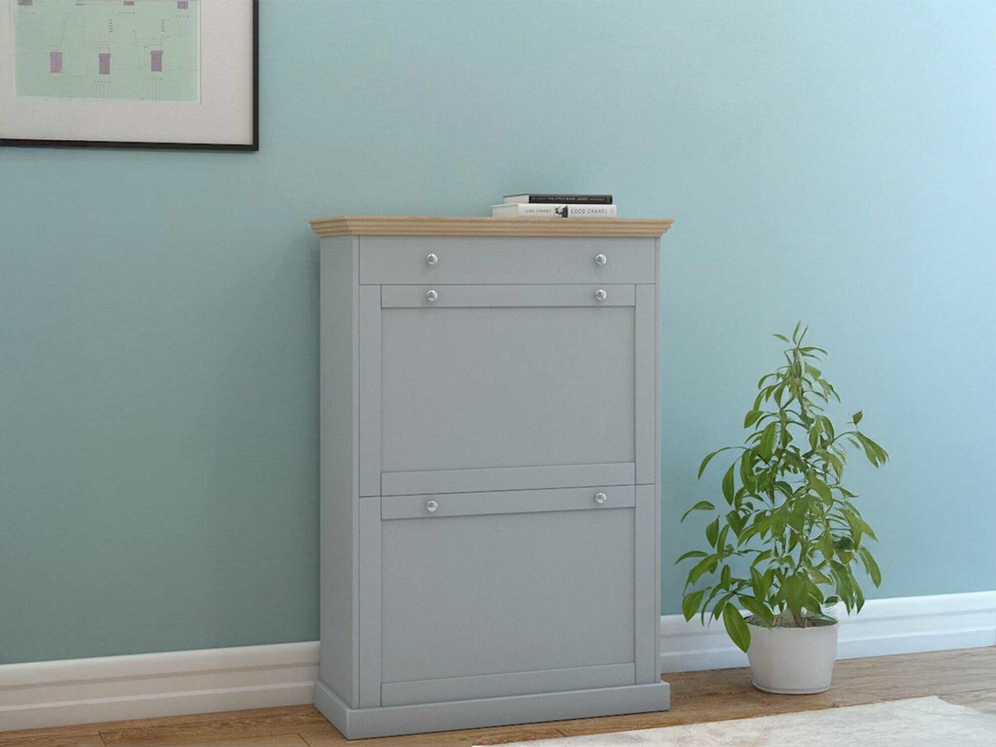 Kurpju kaste Lirveri 105 (Pelēks + Gaišs ozols)