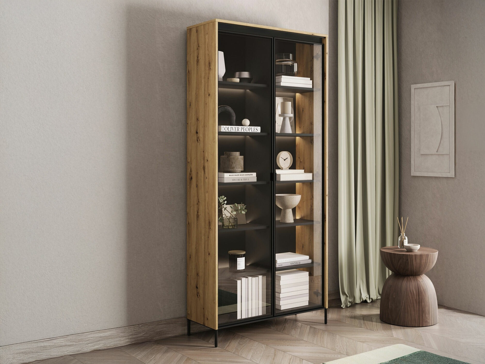 Plaukts Fernolu 106 (Artisan ozols + Melns)