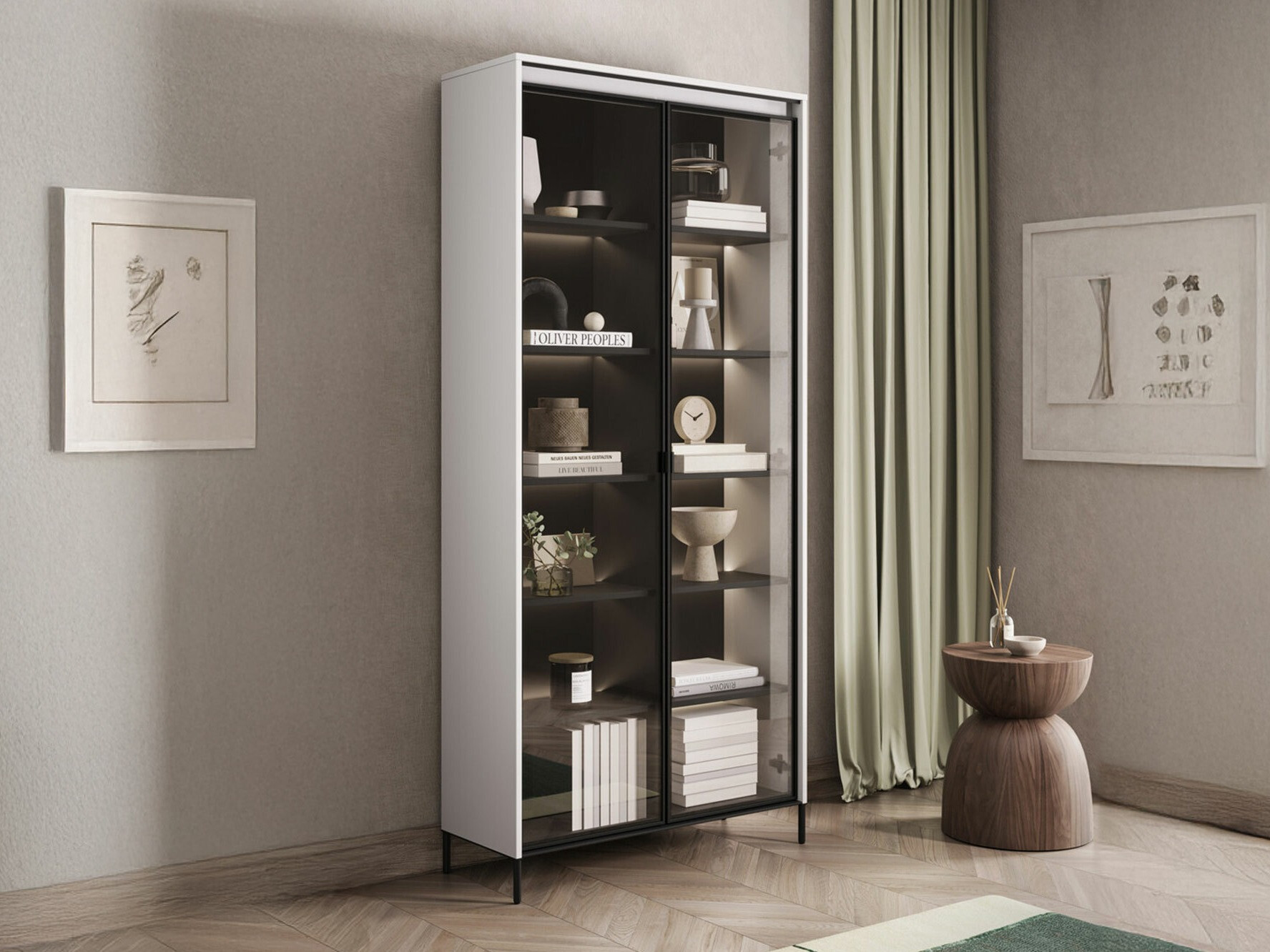 Стеллаж Fernolu 106 (Белый + Чёрный)