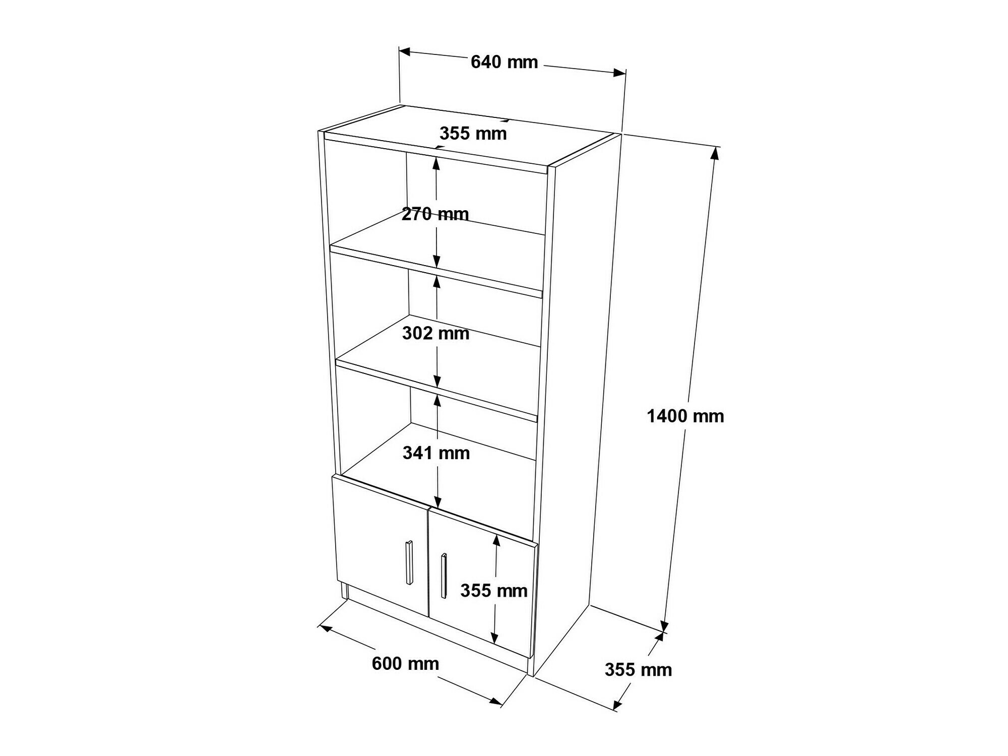 Стеллаж Kailua 2256 (Чёрный + Дуб)
