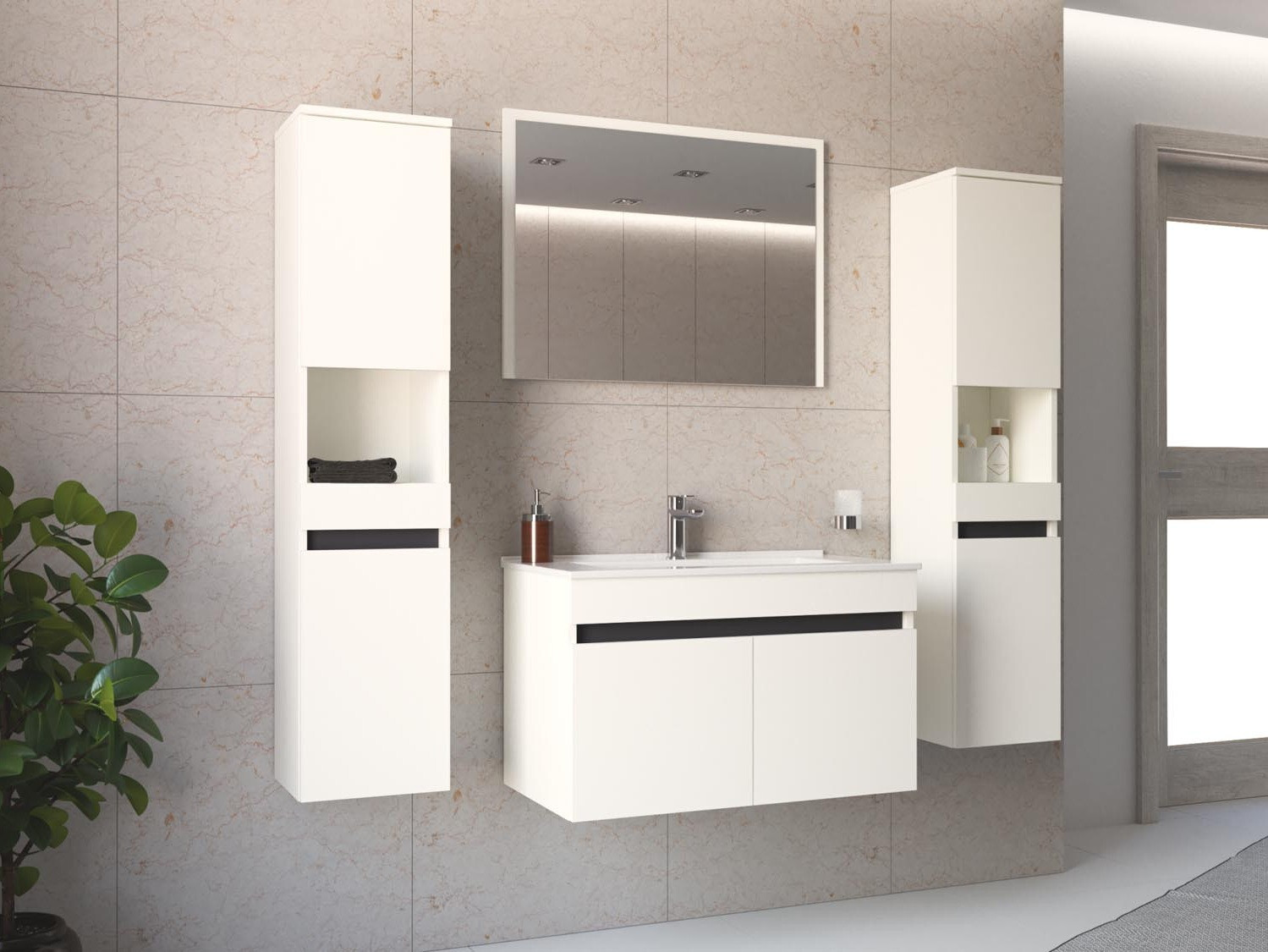 Подвесной шкаф для ванной комнаты под раковину Benfelo 101