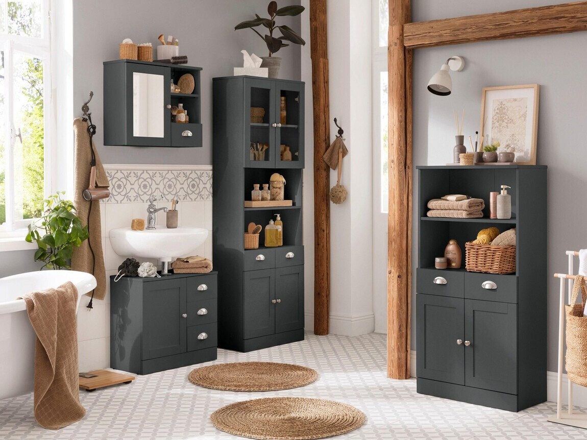 Stāvošs vannas skapītis Elmvene 102 (Pelēks)