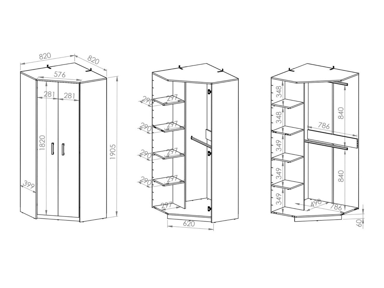 Stūra skapis Nucavu 110