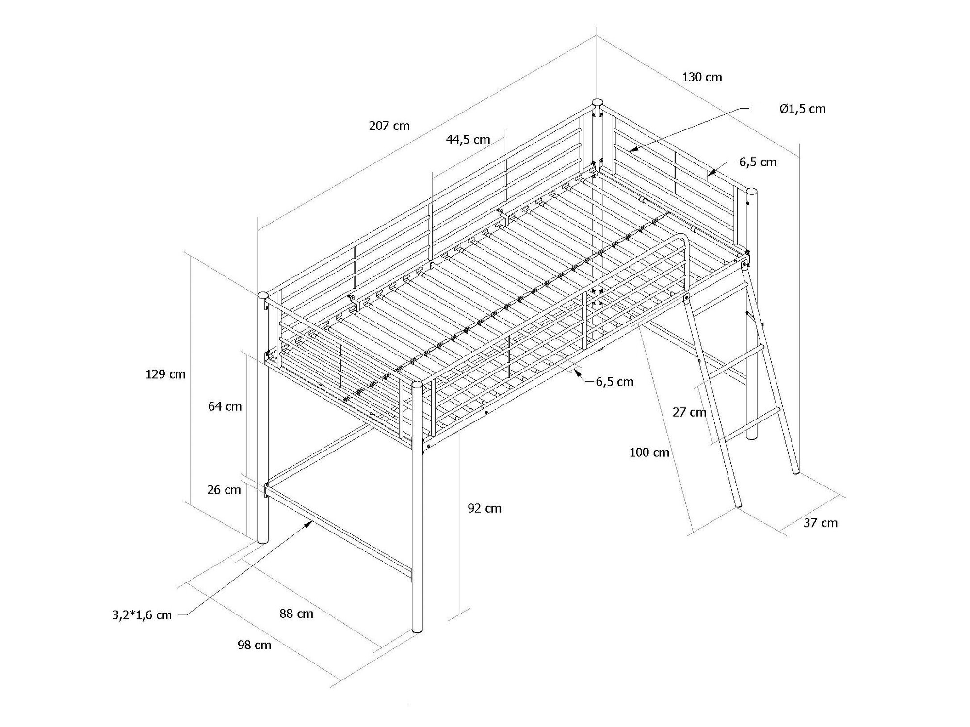 Высокая кровать Denton 1224 (Белый)
